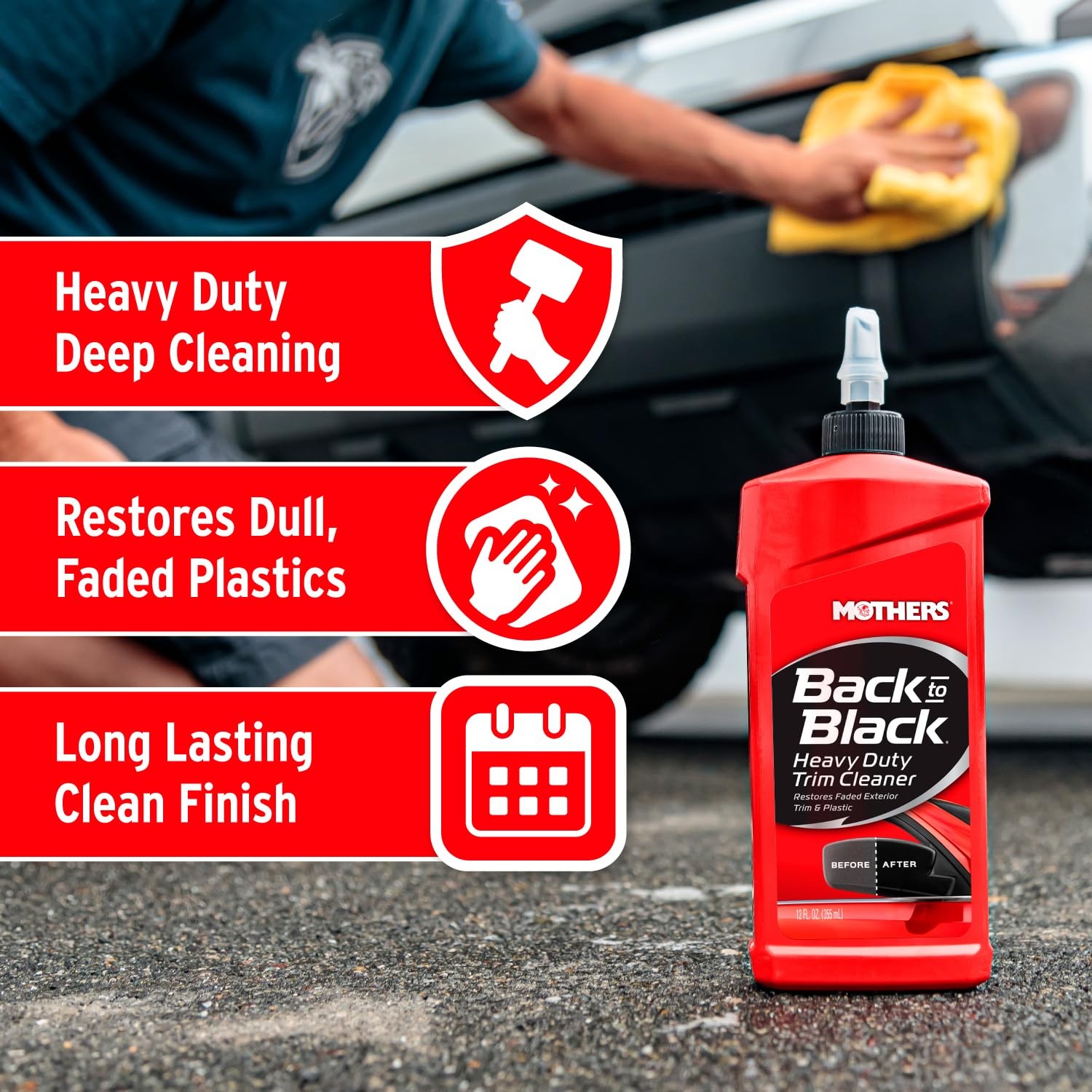 Mothers Back to Black Heavy Duty Trim Cleaner Kit Deep Cleaning Gel 12 Fl Oz