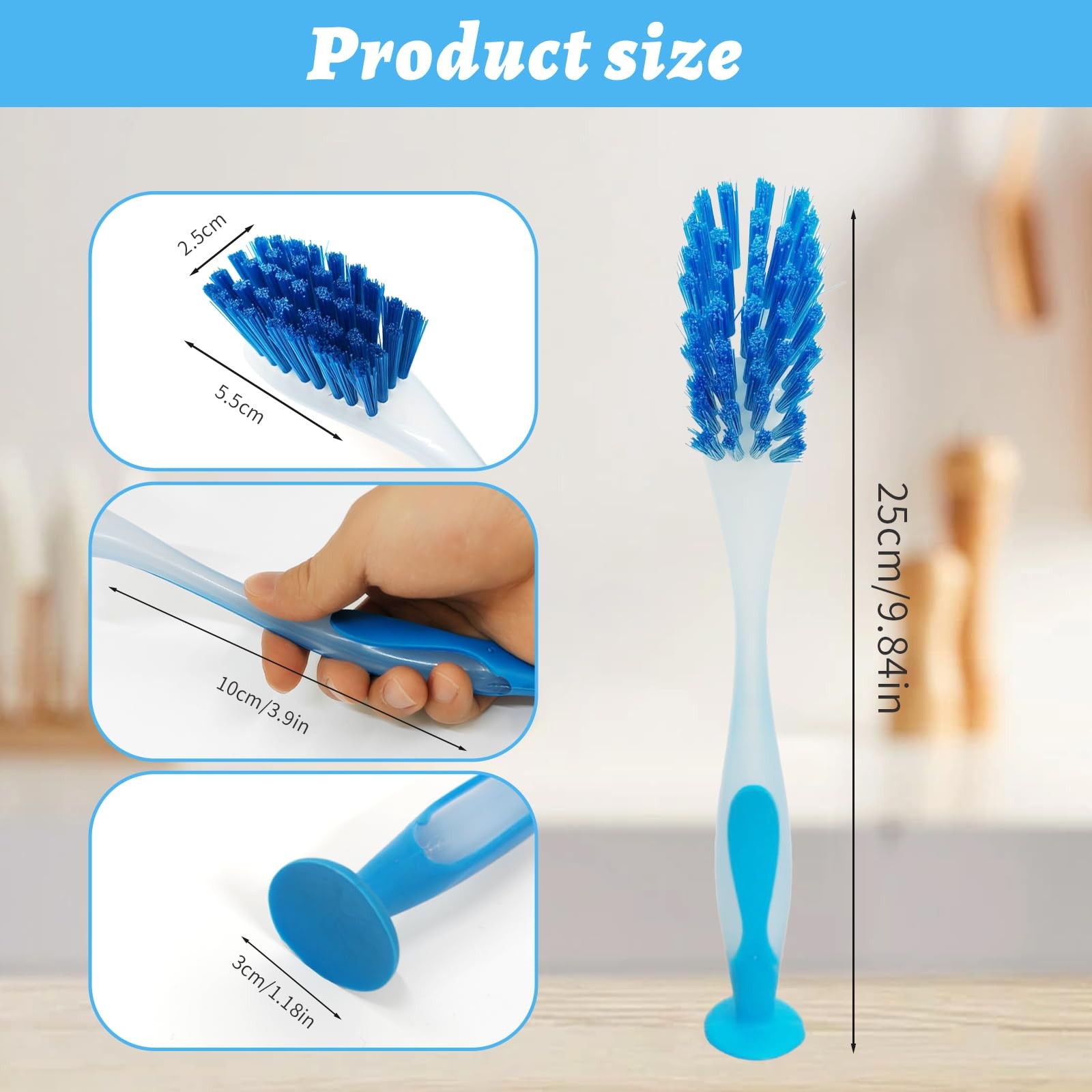 10 Pieces Long Dish Brush with Handle Assorted Color Dishwashing Brush with S…