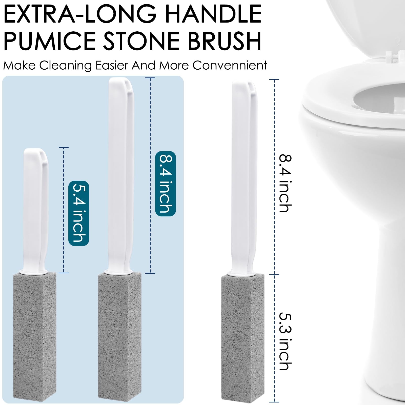 12 Pack Pumice Stone Toilet Bowl Cleaner Extra Long Handle Heavy Duty Stain