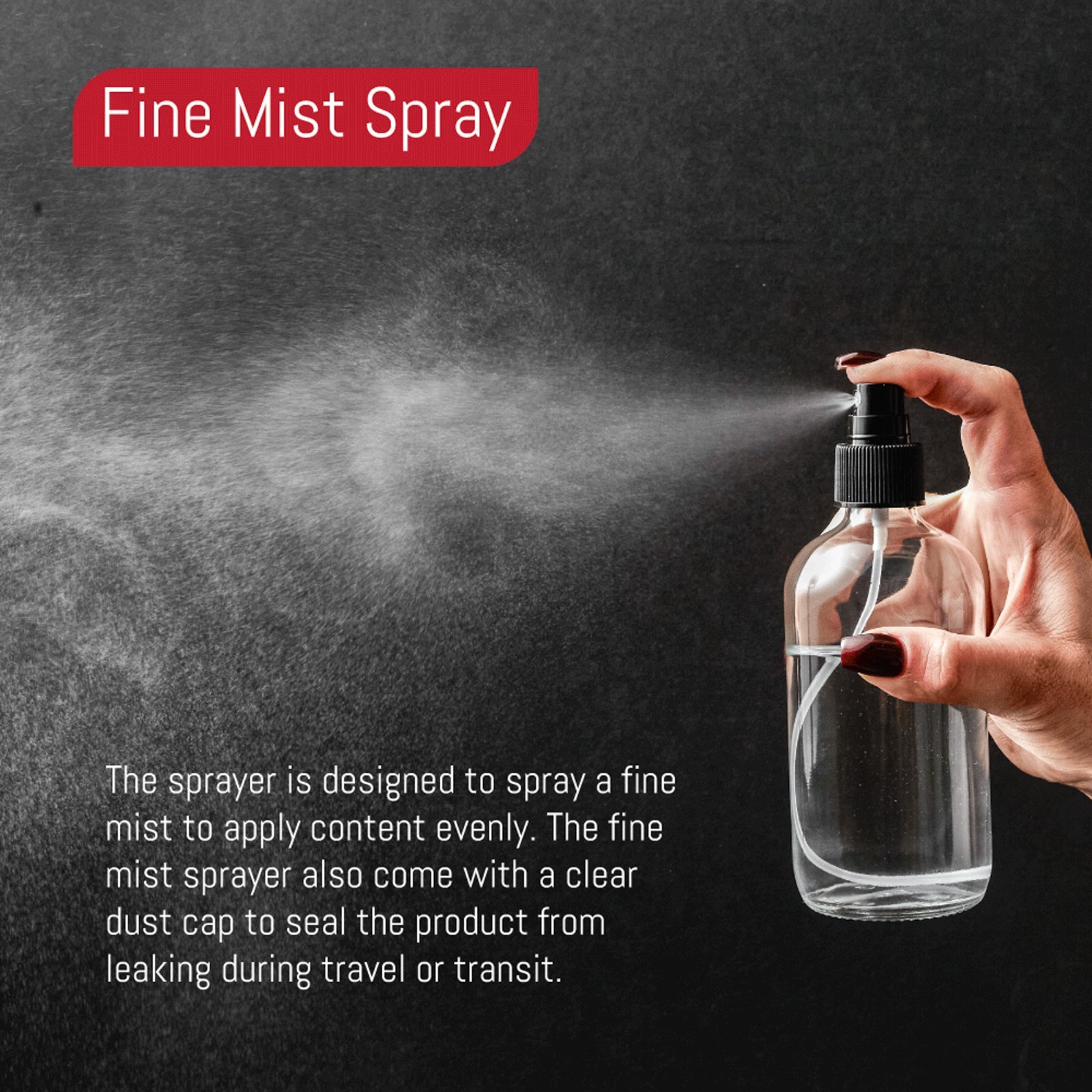 DMSOSTORE Glass Spray Bottles, 8 oz, BPA-Free Fine Mist Sprayer, 6-Pack