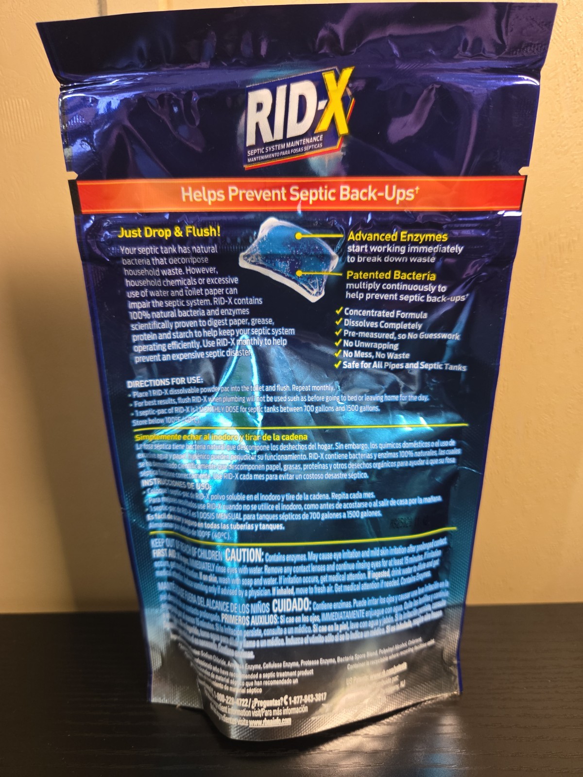 Rid-X Septic System Maintenance Powder Pacs 3.2oz 3 Month Supply Prevents Backup