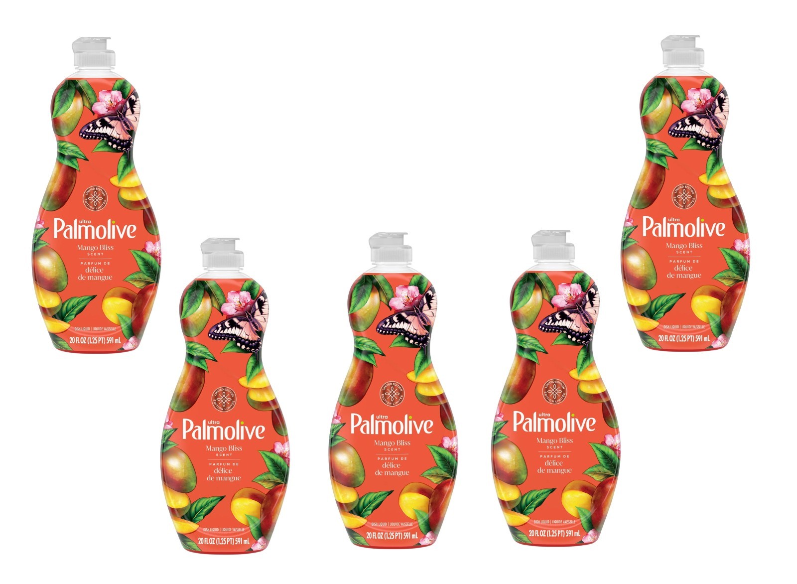 5 Pack Palmolive Ultra Strength Dish Soap Mango Bliss Scent 20 oz Each Lmtd Edit