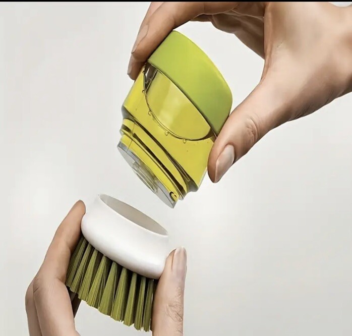 Dish Scrub Brush with Soap Dispenser – Palm Scrub Washing Brush for Dishes Pots