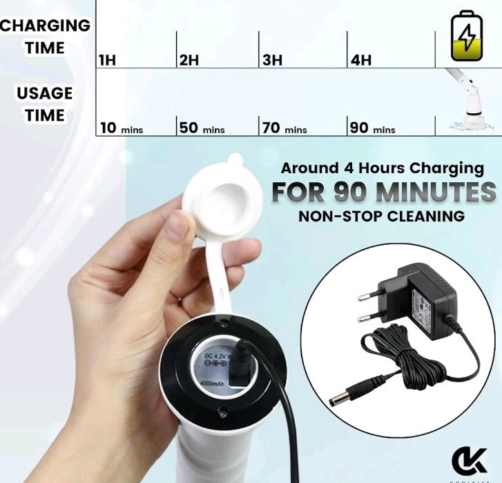 Limpiador eléctrico giratorio K-129 inalámbrico 350 RPM 4000mAh batería 6 Cabeza