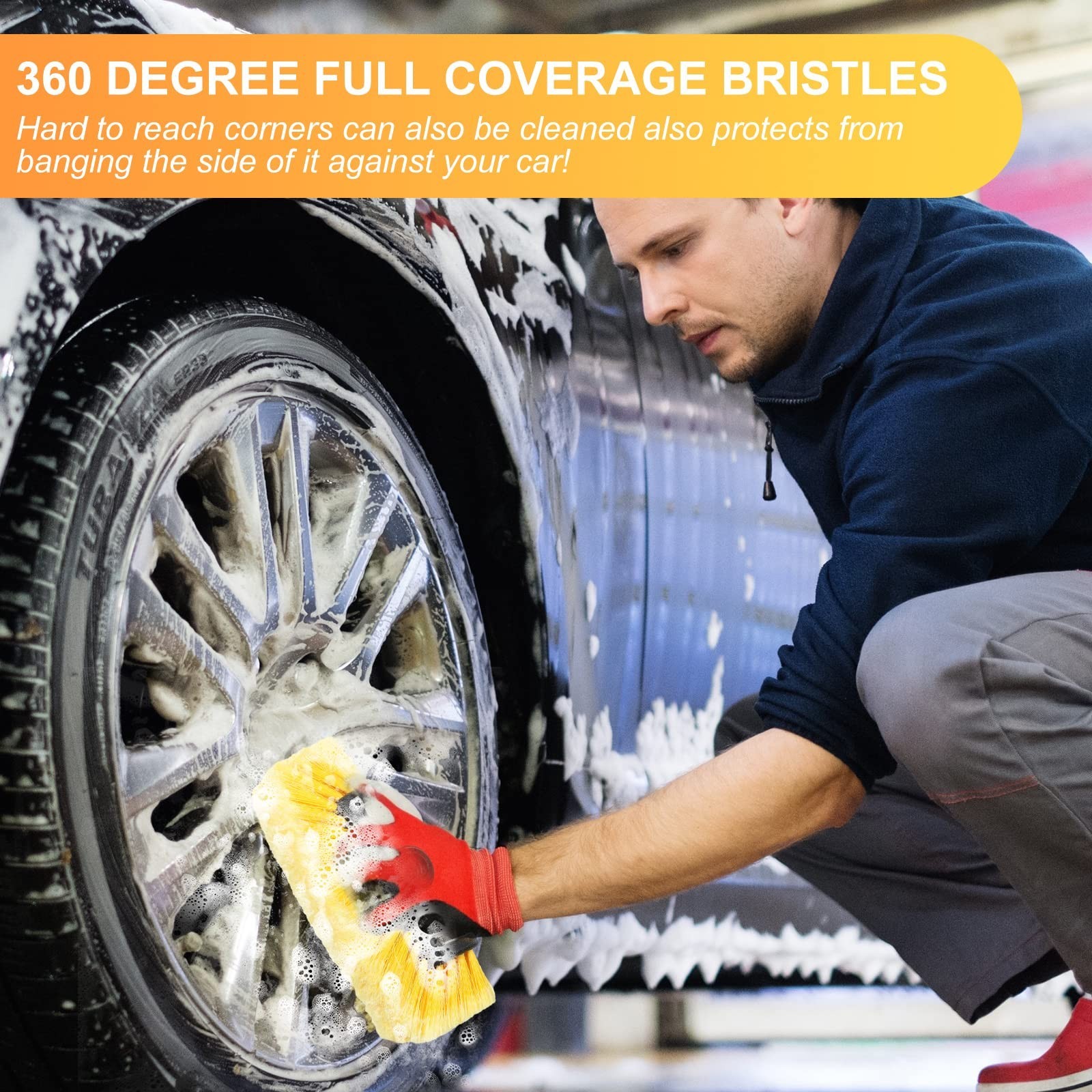 Car Cleaning Brush 2 Pc Soft Bristle Flow Thru Detailing Car Wash 10 Inch NEW