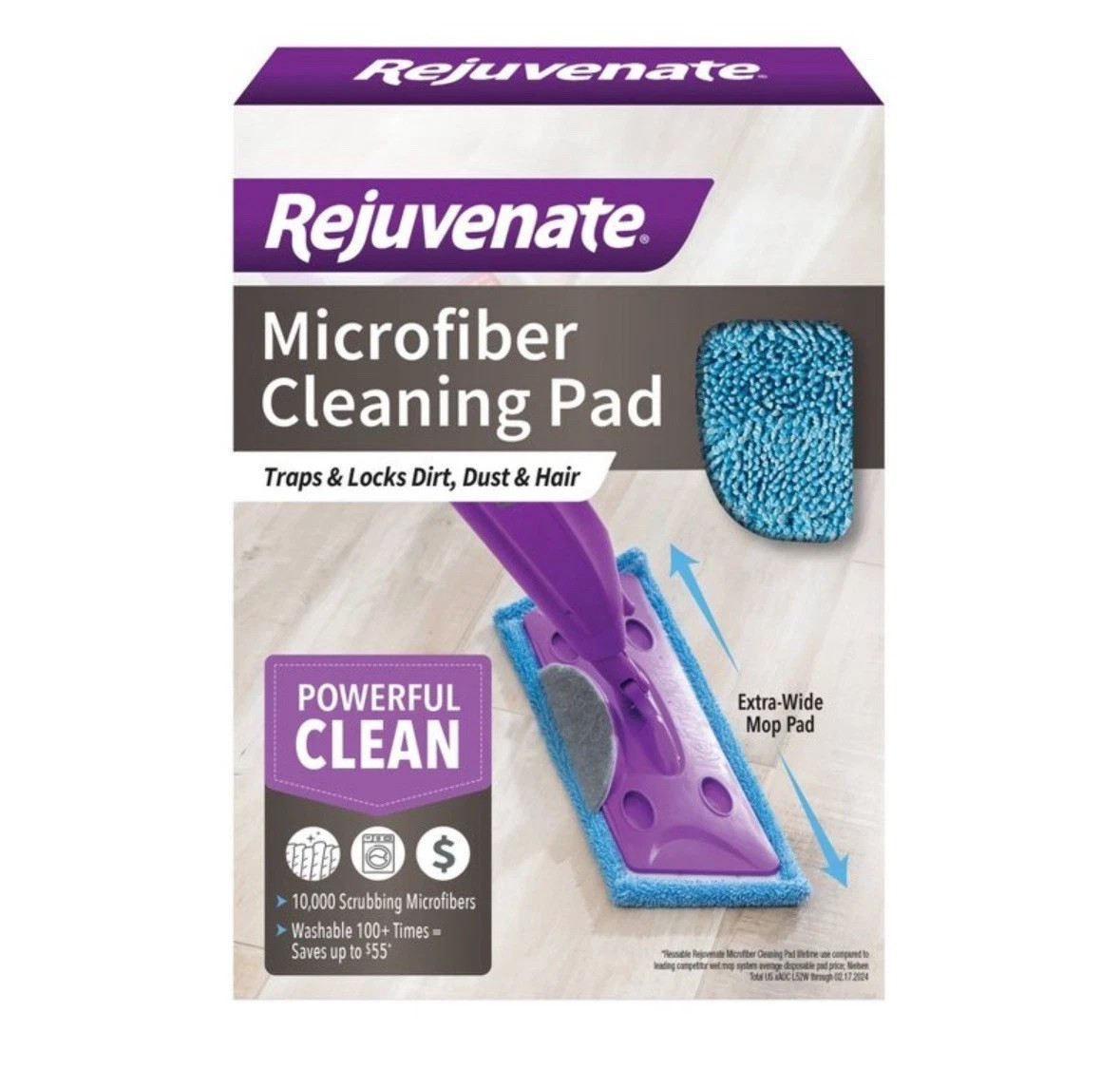 Rejuvenate Click N Clean Microfiber Washable & Reusable Mop Cleaning Pad Refill