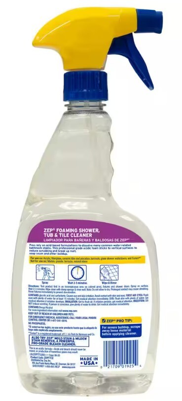 Zep Foaming Shower, Tub & Tile Cleaner, Leaves No Residue – 32 oz. Pack Of 3