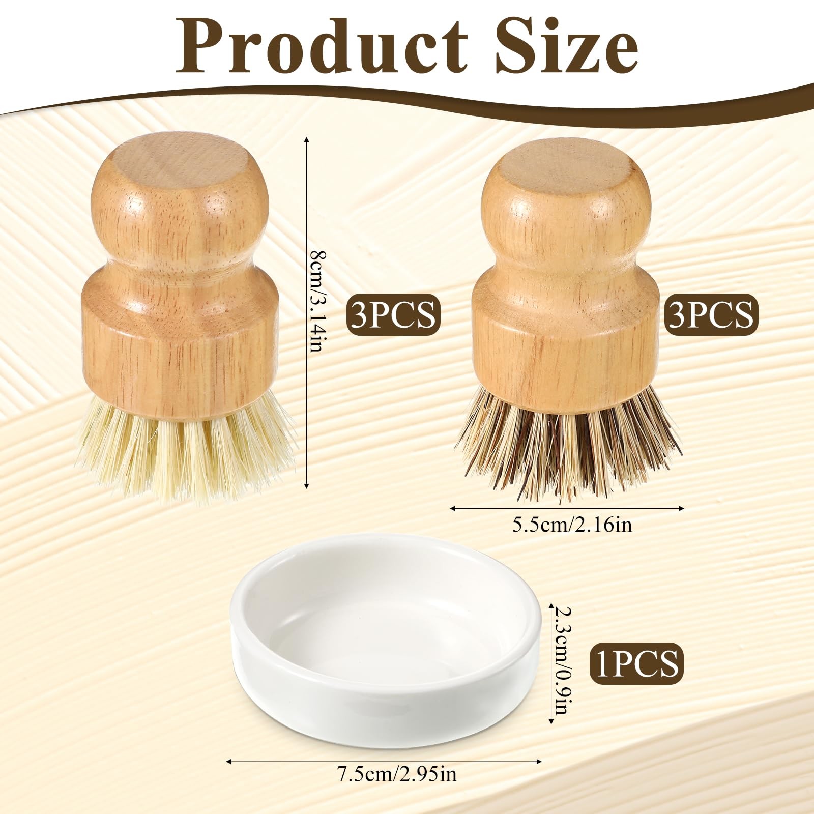 7 Pcs Scrub Brushes Set, Kitchen Dishwashing Scrubber with Natural Sisal/Palm…