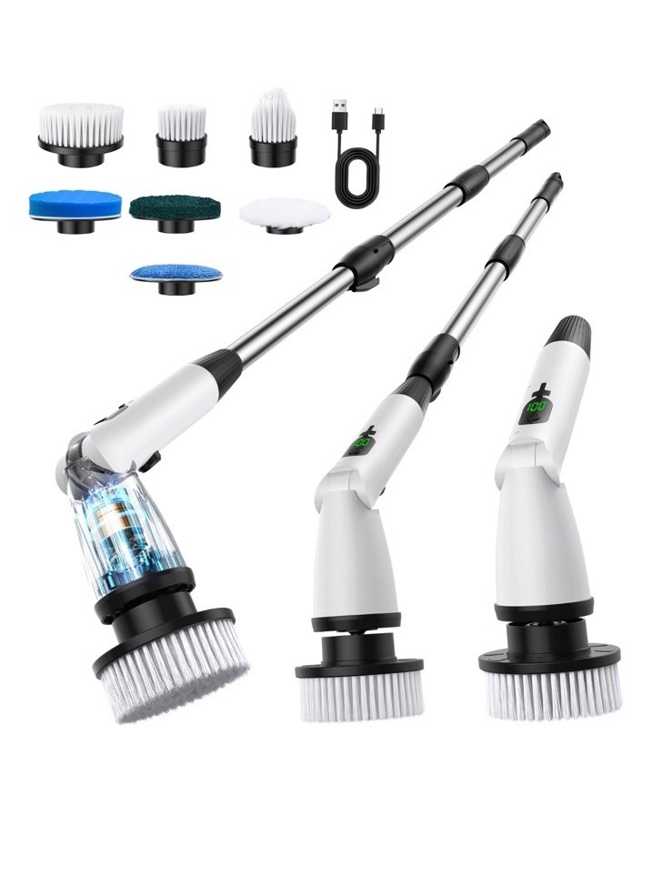 11 in 1 Electric Spin Scrubber Cordless Cleaning Brush 3 Adjustable Angles 2 …