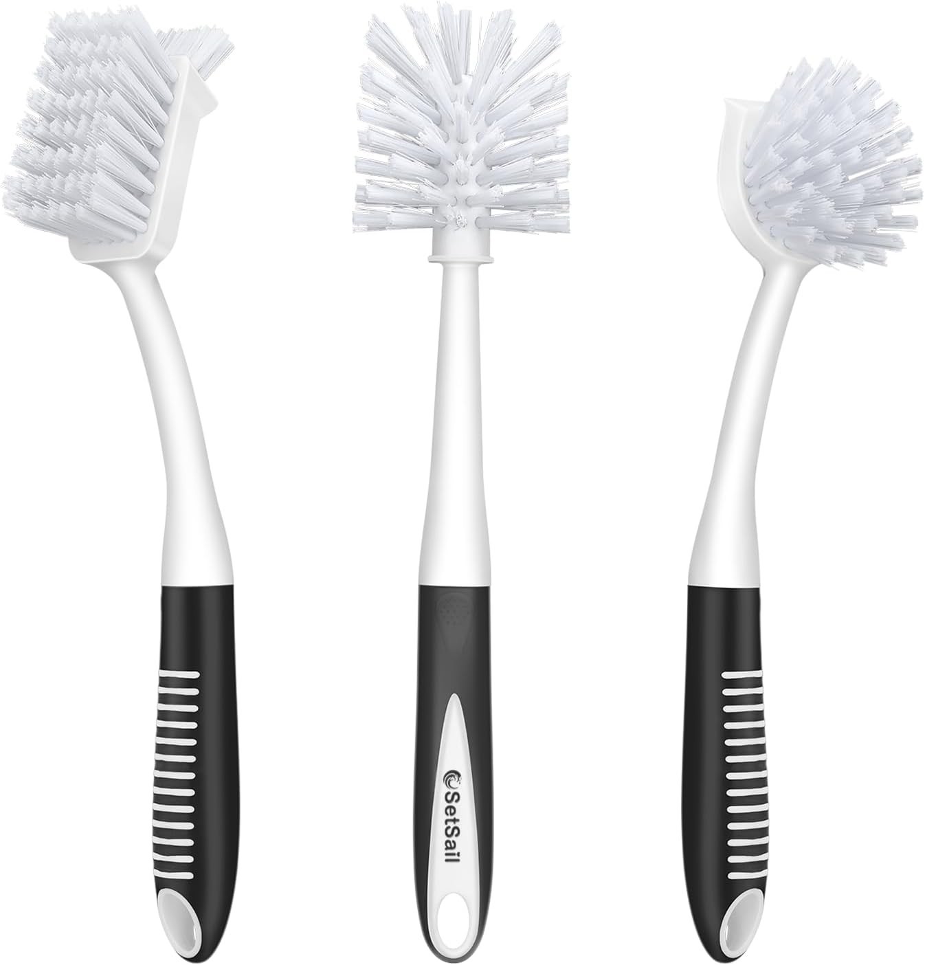 Black Cleaning Brush Set – 3 Pieces for Kitchen and Bathroom Essentials