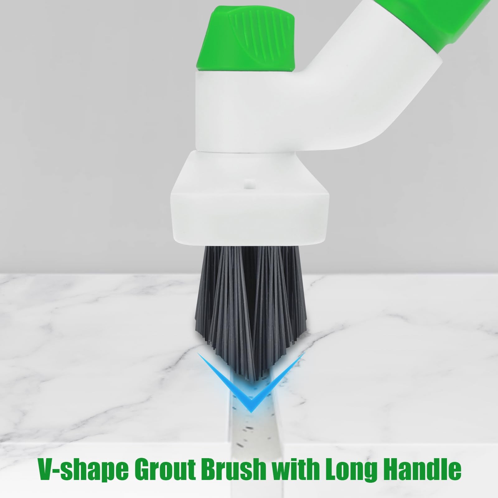 Floor Scrub Brush with Long Handle, 3-in-1 Scrape Scrubber Brush with Squeege…