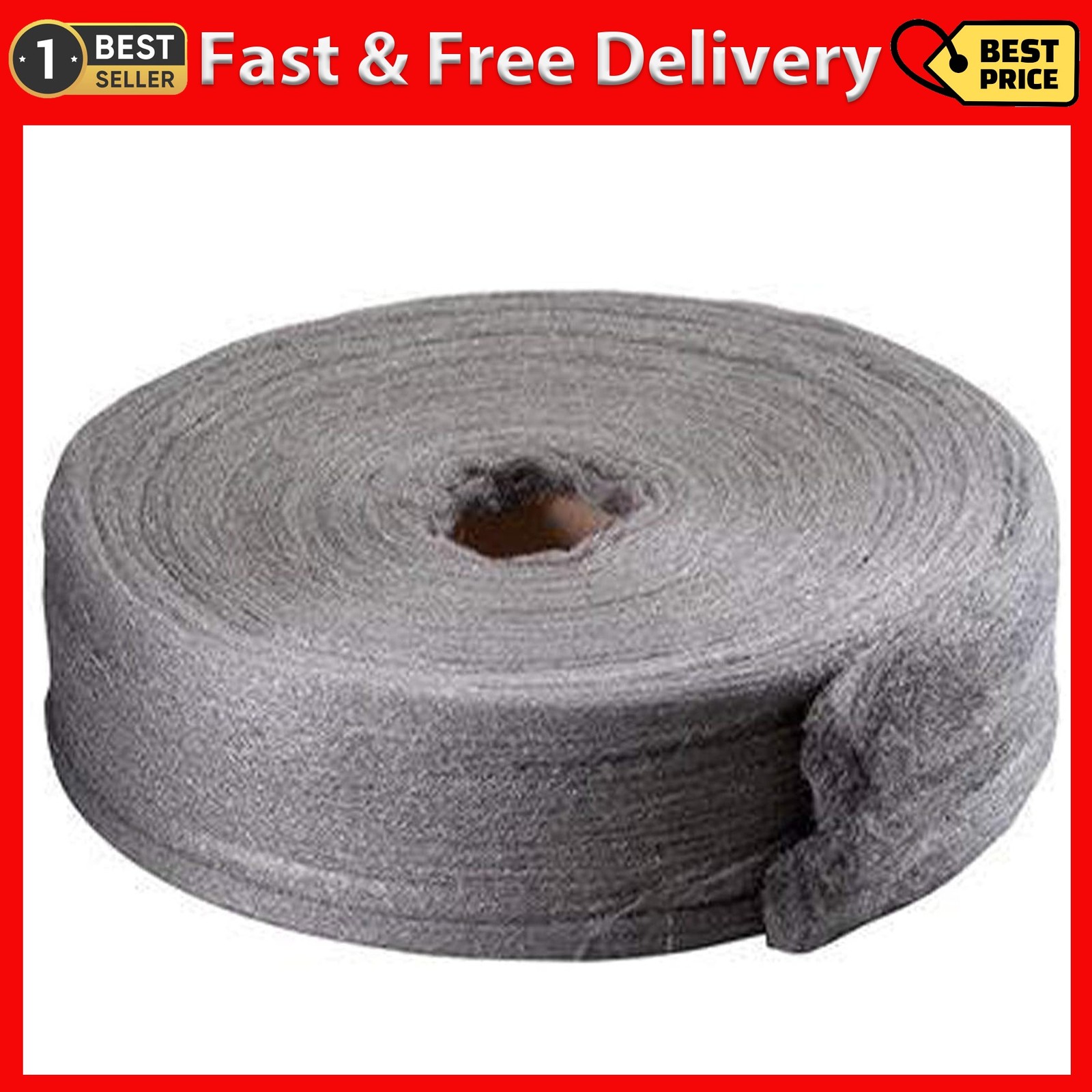 Grade 0000 Steel Wool 5Lb Steel Wool Roll for Cleaning, Remove Rust, Buffing Woo