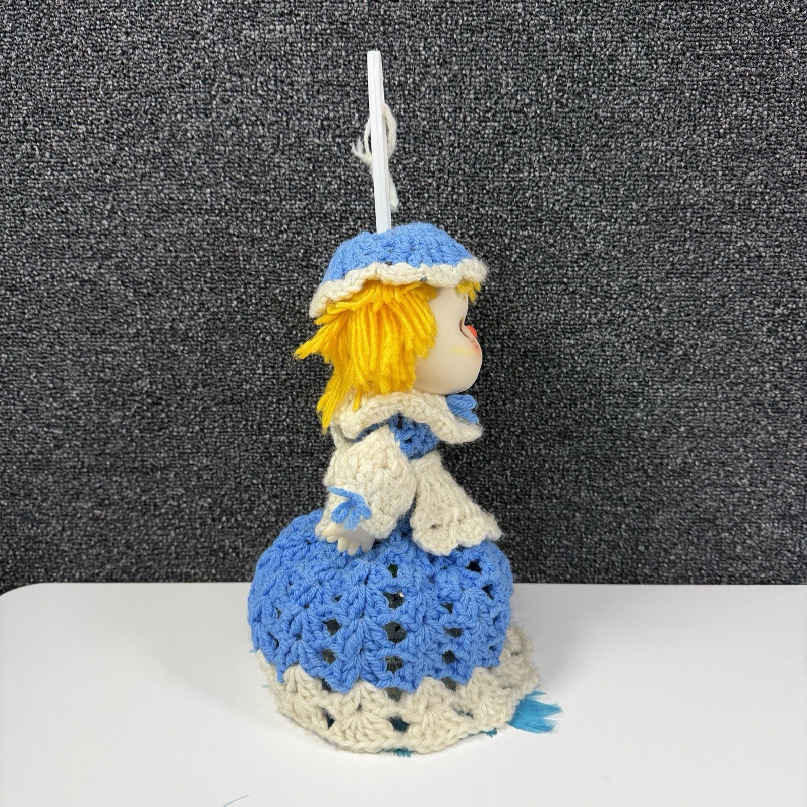 Vintage Feather Duster Handy Dandy Texas Feathers Crochet Doll Cover Blue