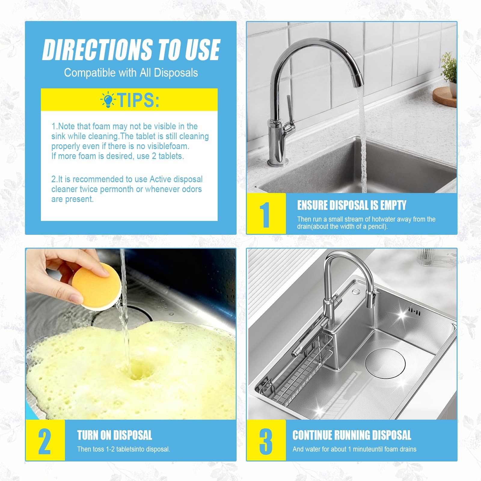 Garbage Disposal Cleaner Tablets, Deep Clean & Deodorizer Pods for Kitchen Si…