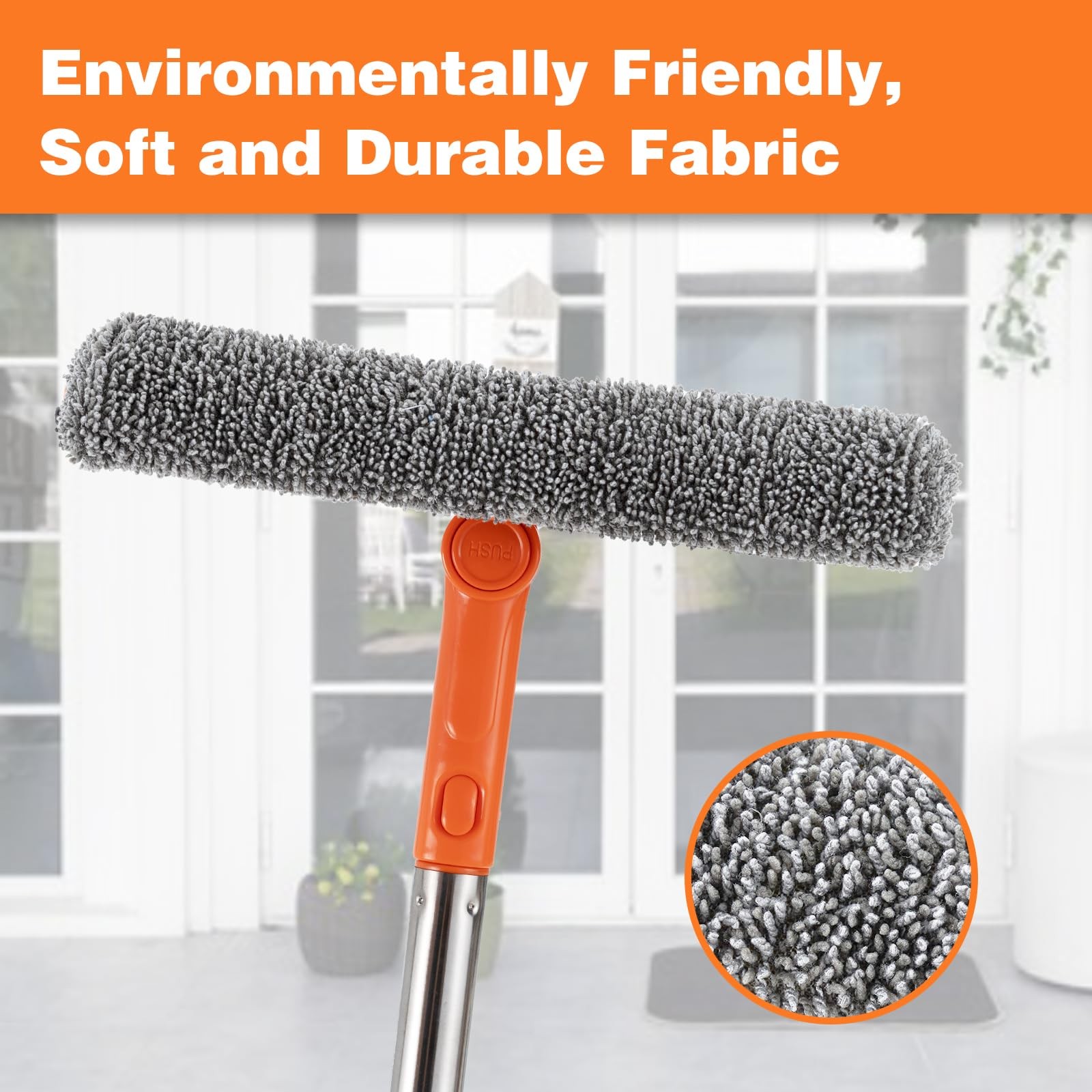 2-In-1 Professional Window Squeegee Cleaner w/ Extension Pole for Indoor Outdoor