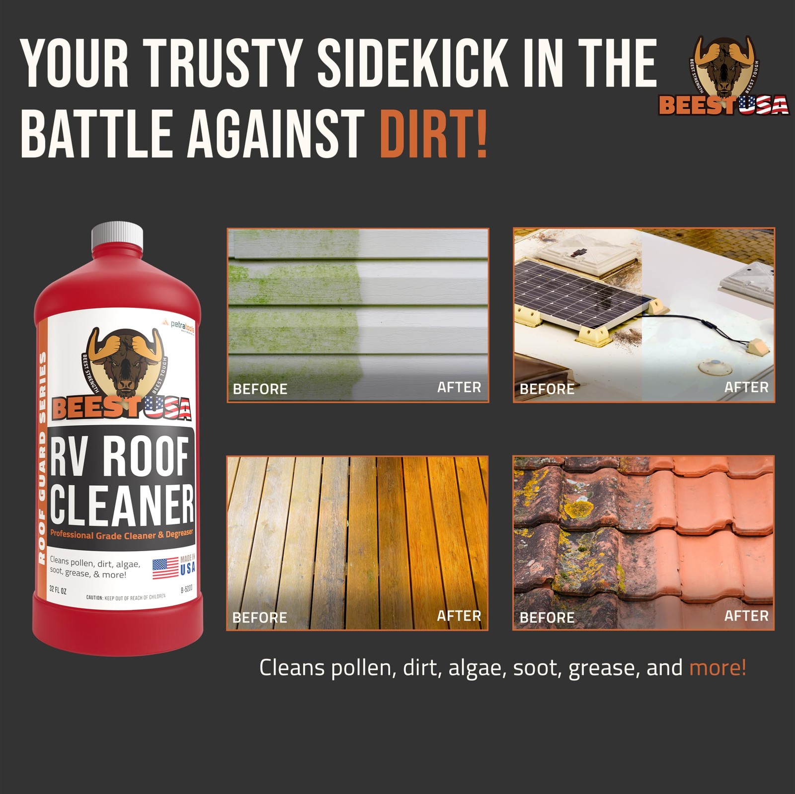 RV Roof Cleaner 32oz Super Concentrated Makes 5 Gallons Dirt Stains Degreaser