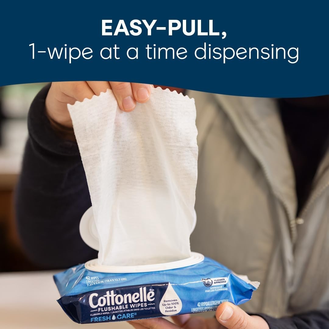 336 Count Cottonelle Adult Flushable Wipes, 2 Refill Packs – Odor Eliminating