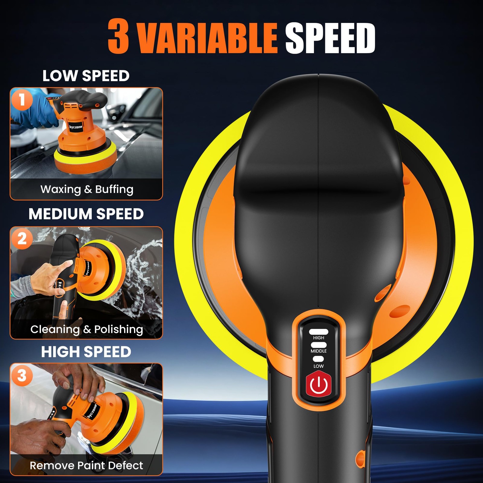 Cordless Polisher Kit with 2x 2000mAh Batteries, 6Inch Waxer & 6 Attachments
