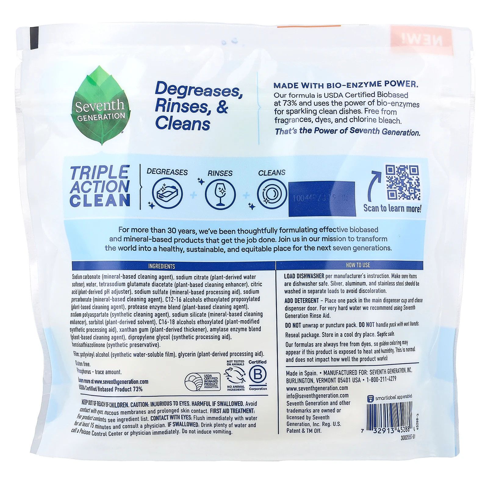 Dishwasher Detergent Packs, Free & Clear, 16 Packs, 8.9 oz (254 g)