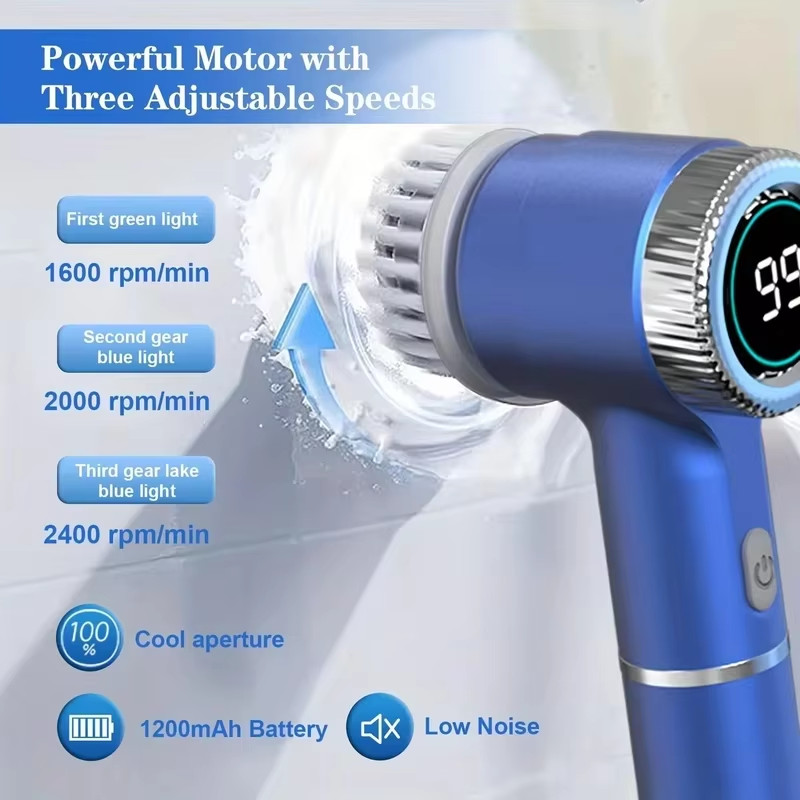 Wireless Electric Cleaning Brush Powerful IPX7 Waterproof USB Rechargeable Autom