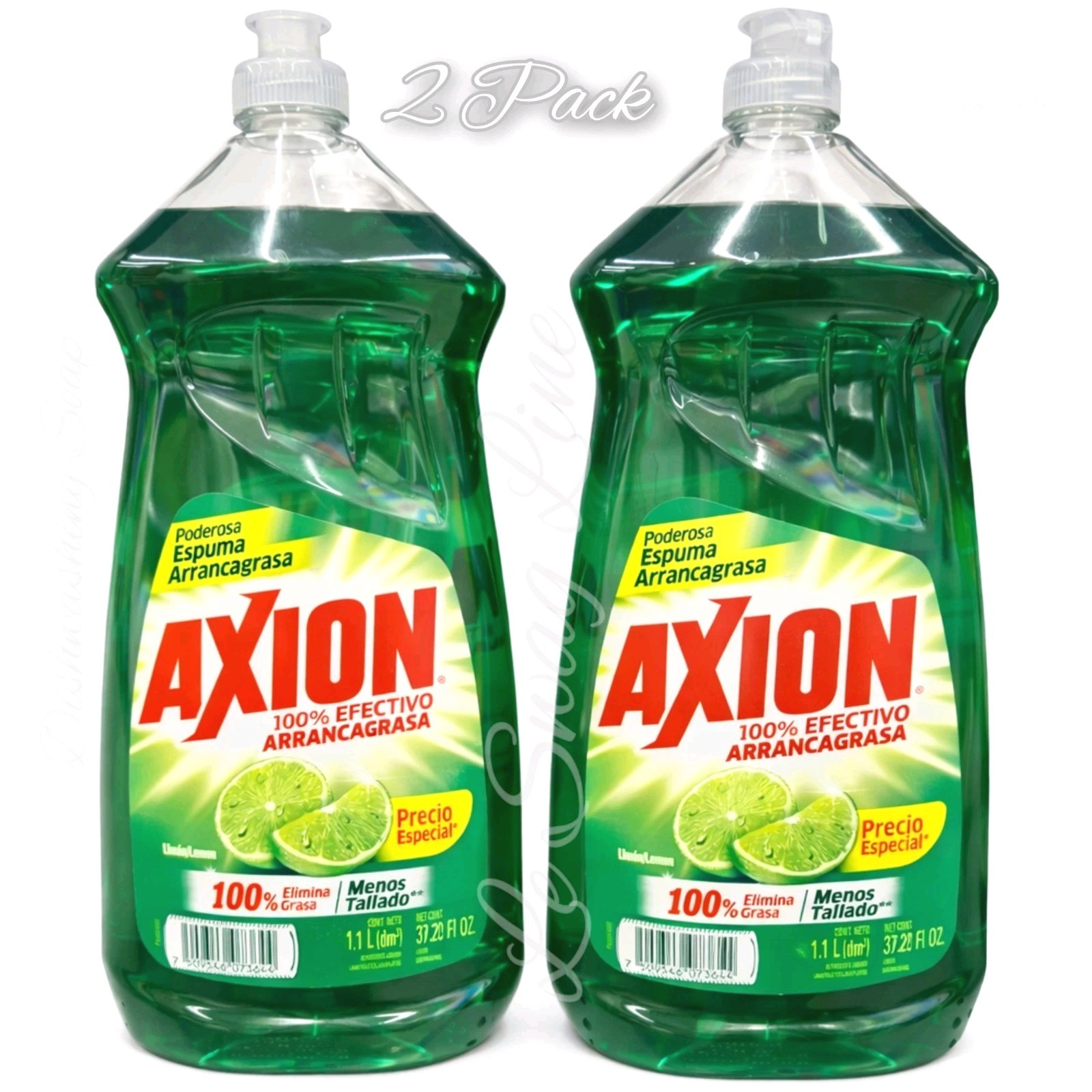 Axion Lemon Dish Soap 1.1L 2 Pack Grease Cutting / Axion Limón Jumbo Size