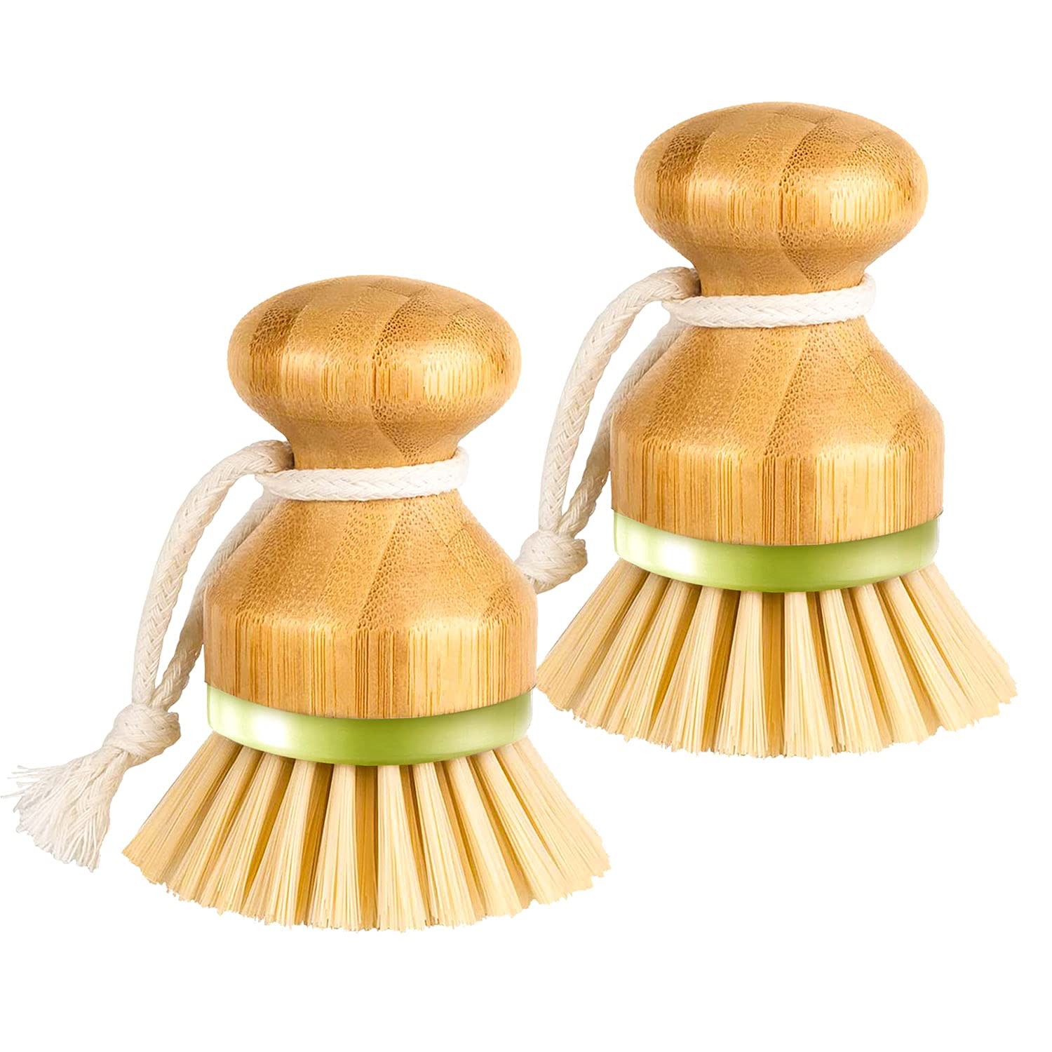 Bamboo Dish Brush, Scrub Brush for Dishes Pots Pans Kitchen Sink Cast Iron Sk…