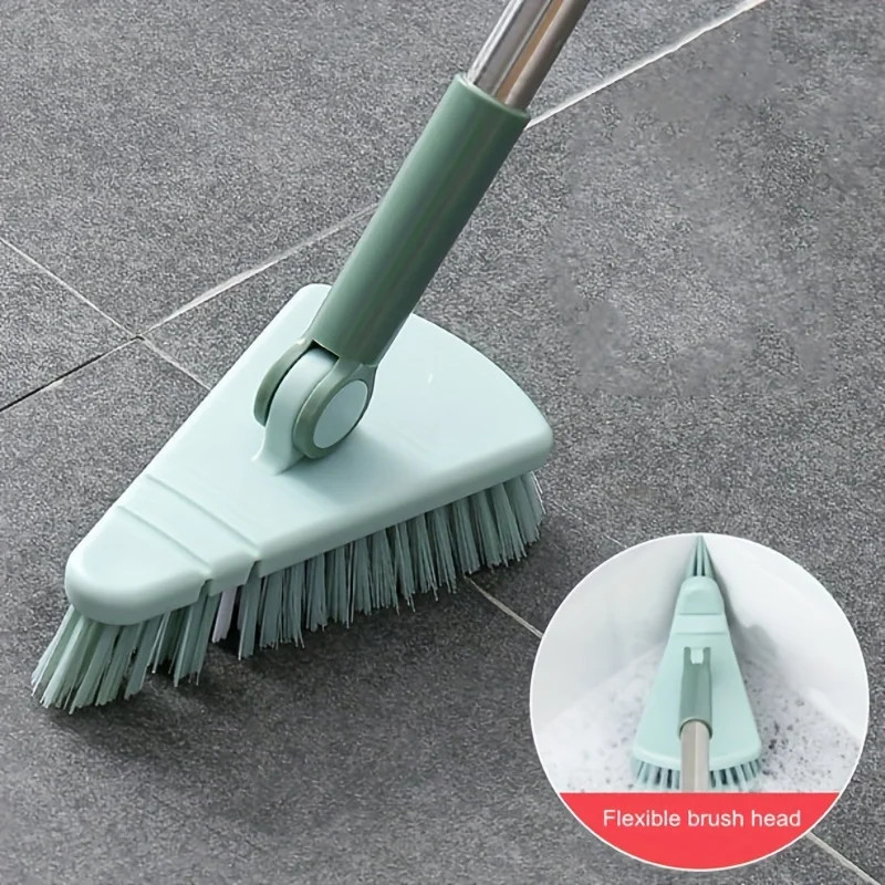 Triangle Floor Brush Long Handle Bathroom Kitchen Gap Cleaning Scrub Brush
