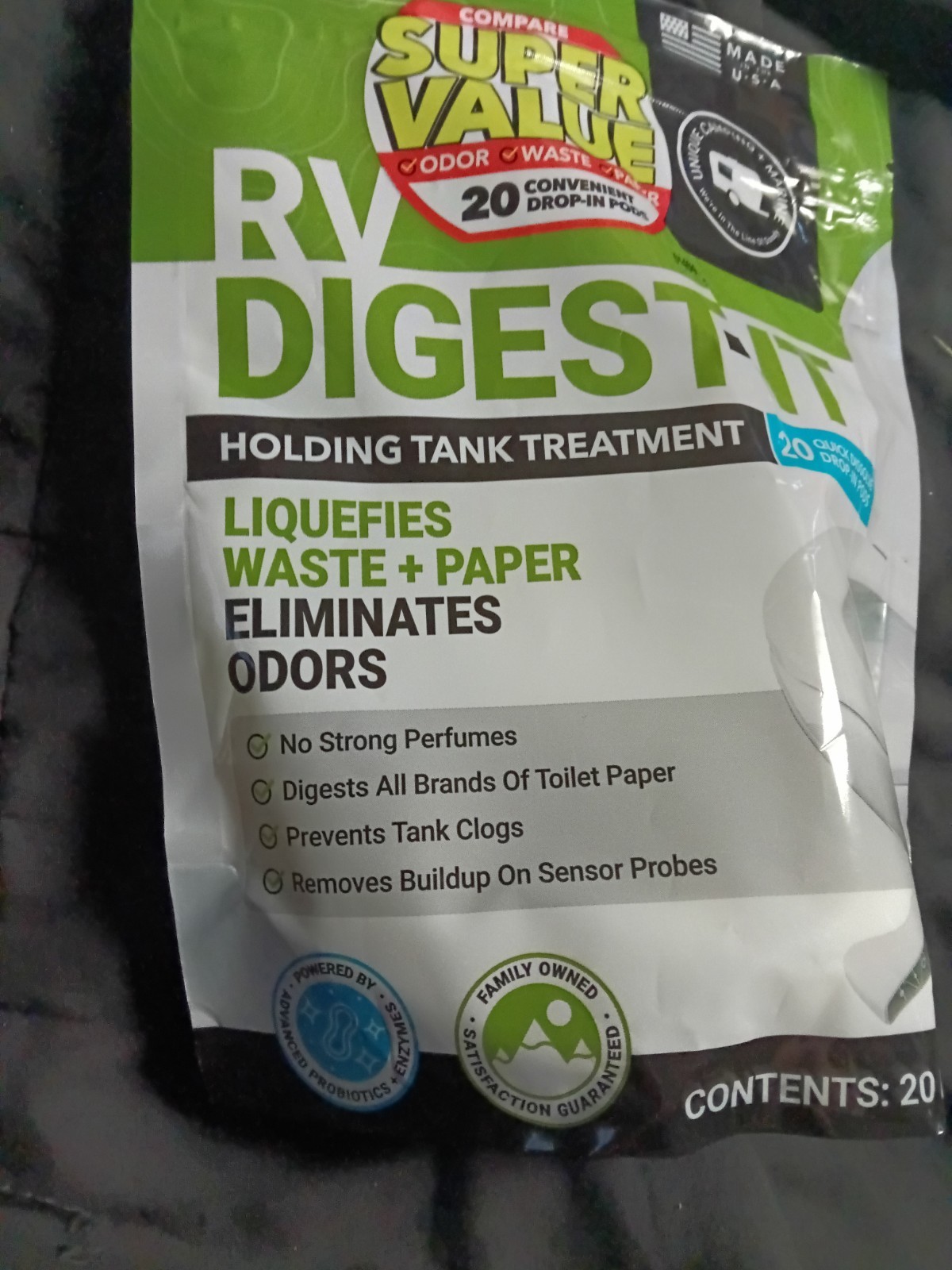 RV Digest-It Drop-In Pod Holding Tank Toilet Treatment (20 Rapid-Dissolve)