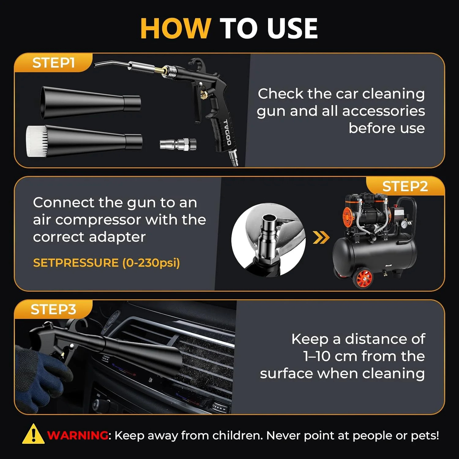 Dry Car Detailing Cleaning Gun – Blast Away Dust & Debris in Seconds & Aluminum