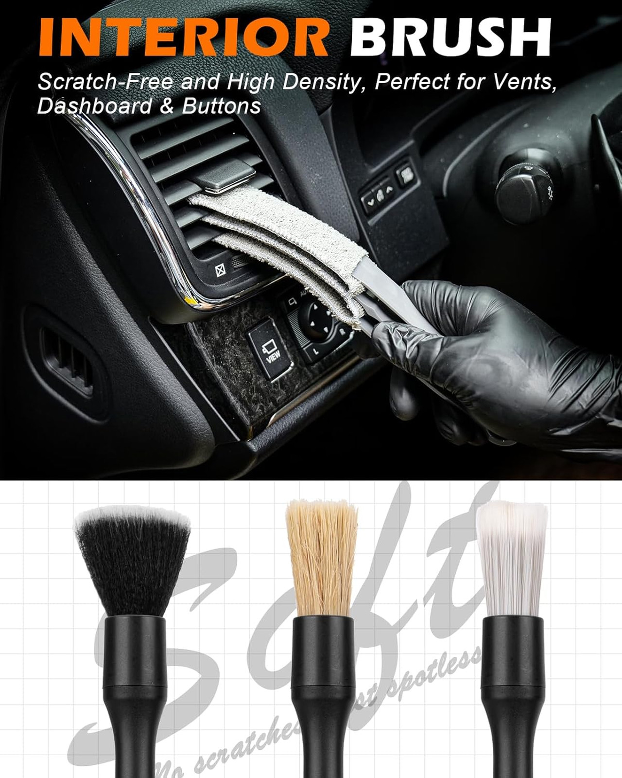 Car Interior Detailing Kit 8 Pieces with Cleaning Gel Microfiber Towel Air Vent