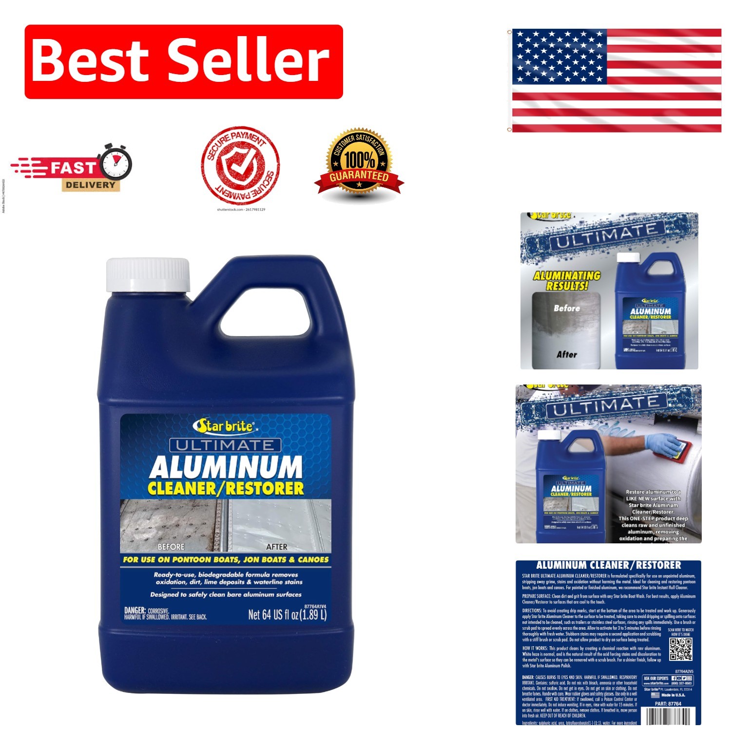 Powerful 64oz Aluminum Cleaner & Restorer for Boats – Biodegradable Formula