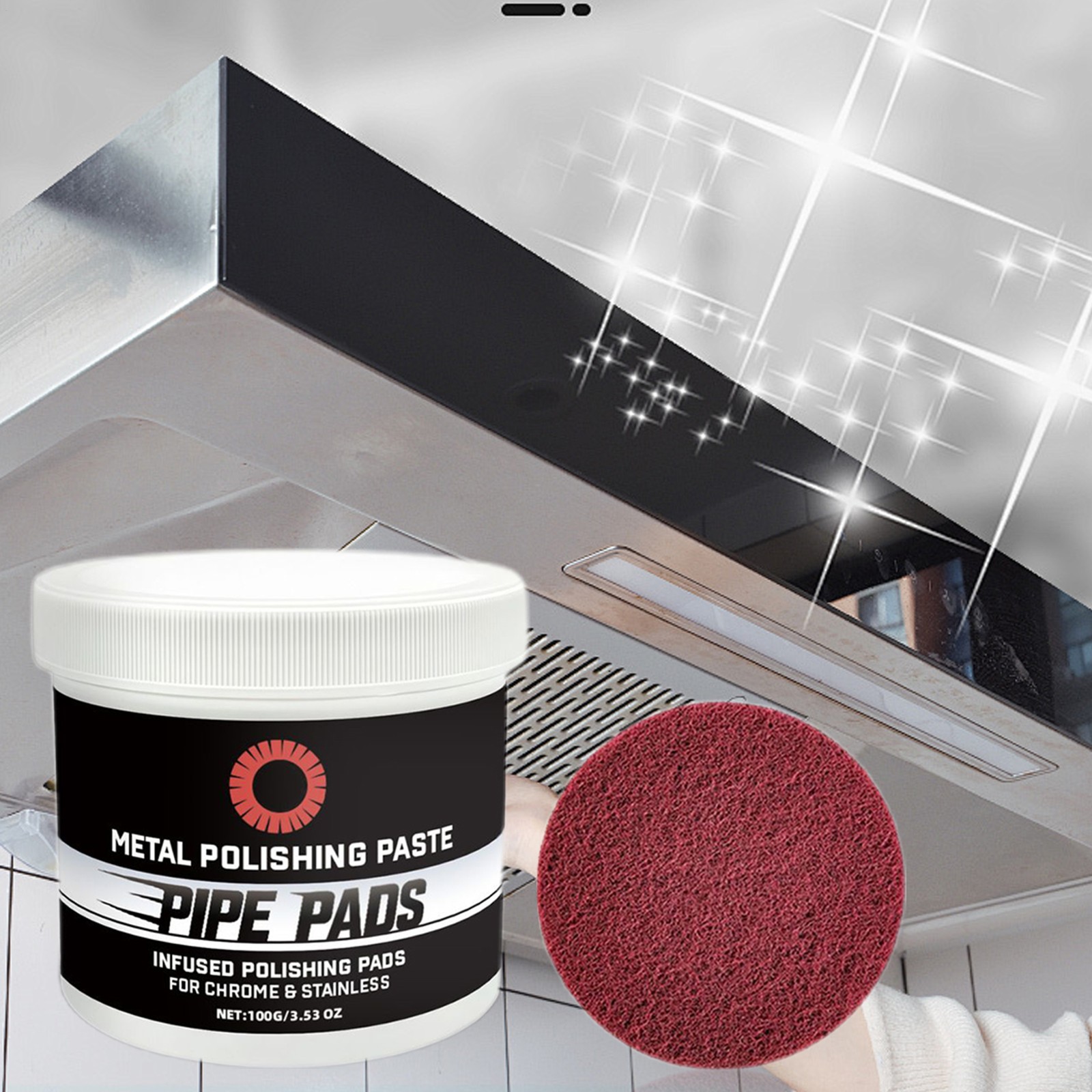 1pc Metal Polish Paste Protectant Scratch Remover Pipe Infused Polishing Pads.