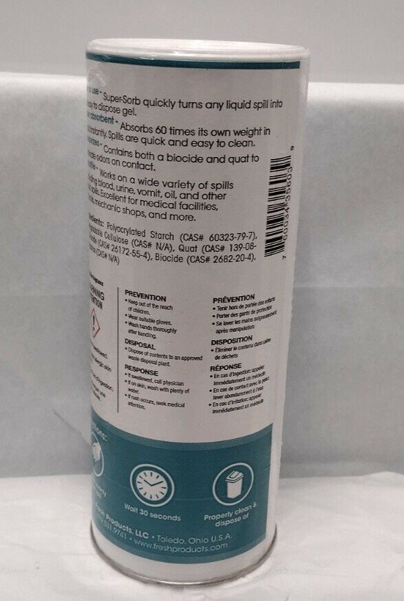 Liquid Spills/ Absorbent/ 12 oz. Shaker Can / Lemon Scent/ SUPERSORB