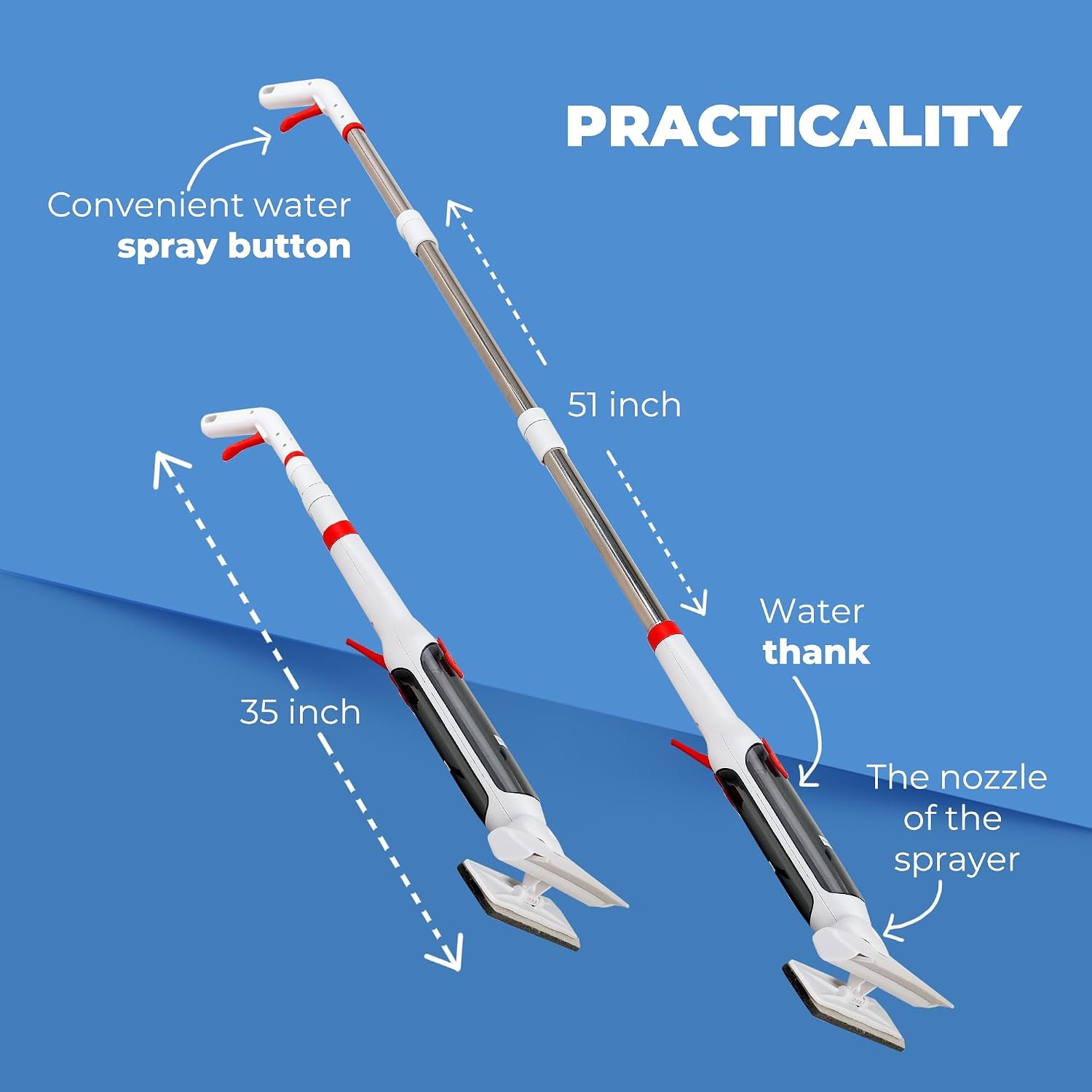 Window Cleaner with Front and Rear Cleaners + Expandable Sprayer – Window Vacuum