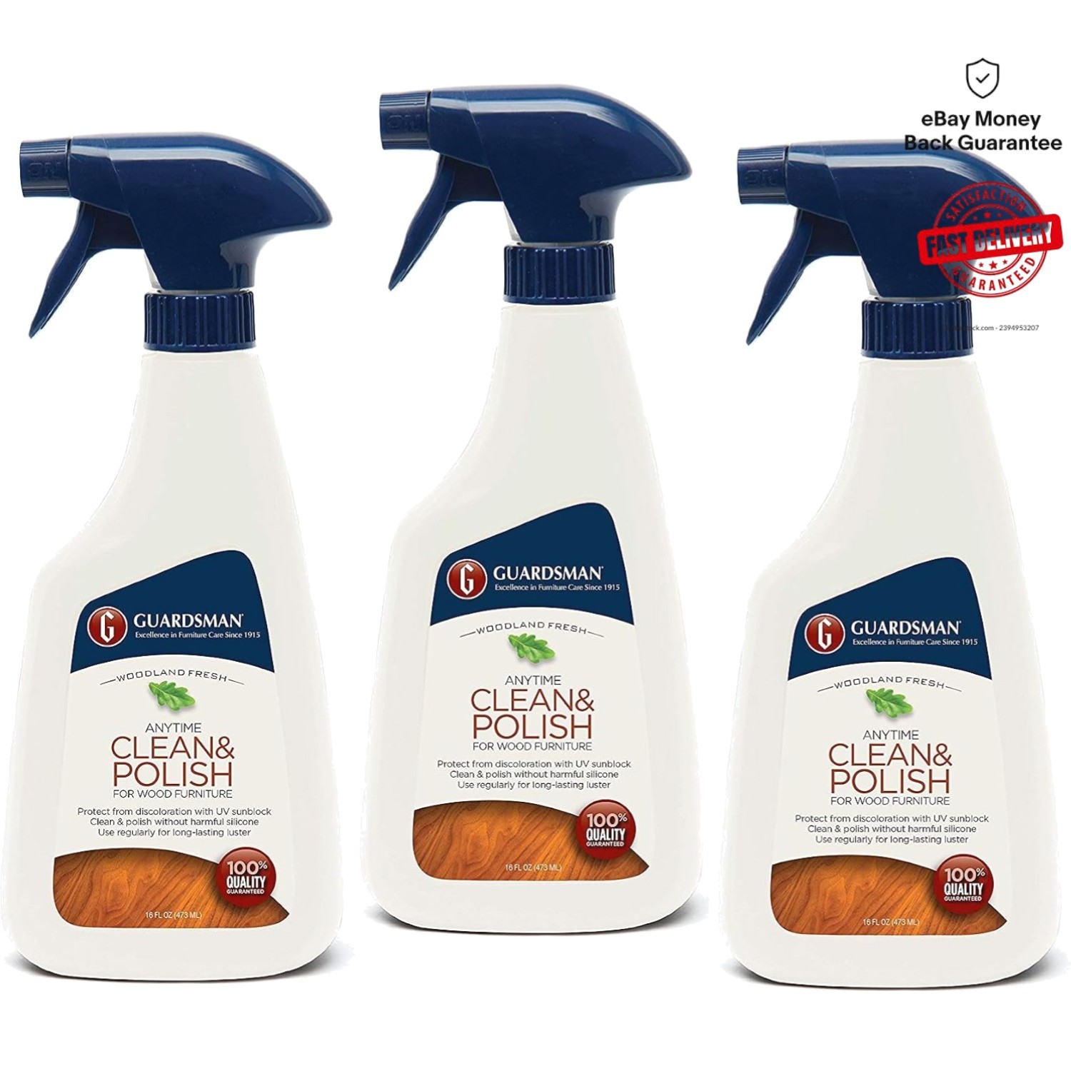 Wood Cleaner & Polish Spray – Pack of 3, Woodland Fresh, 16oz for Fine Furniture