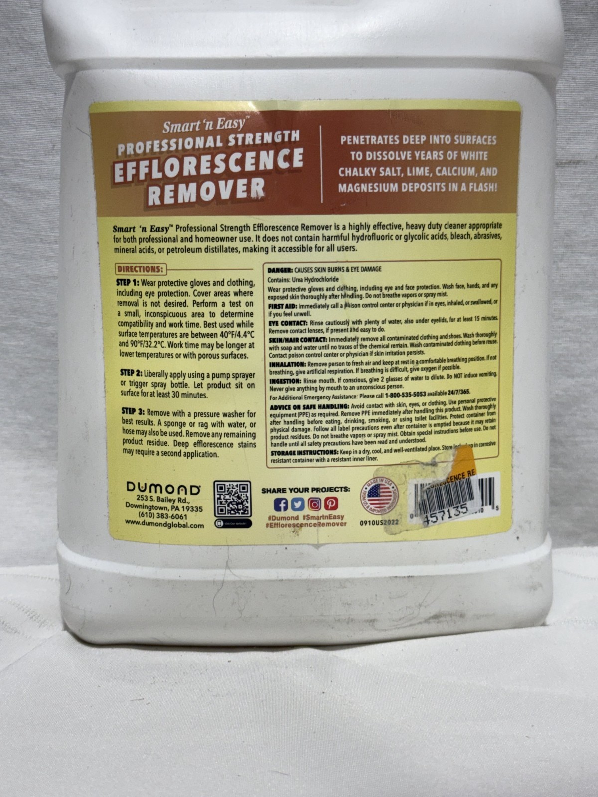 Dumond 0910 Smart ’N Easy Efflorescence Remover 1 Gallon Professional Cleaner