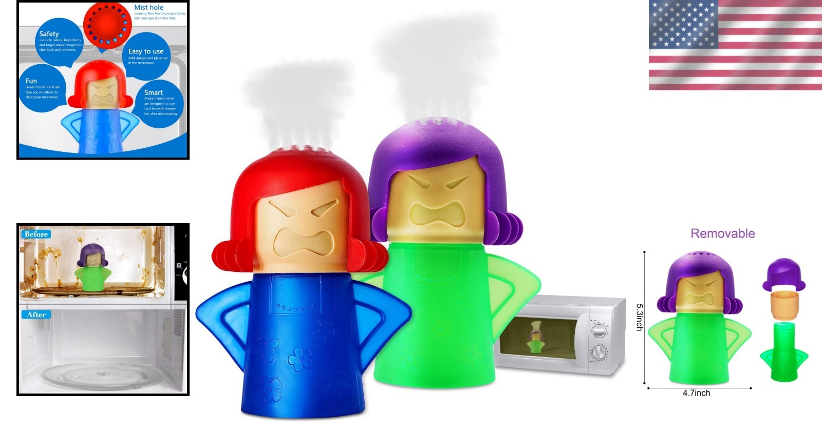 Microwave Cleaner Steam Cleaner 2pcs Easy Clean Vinegar Water Home Office