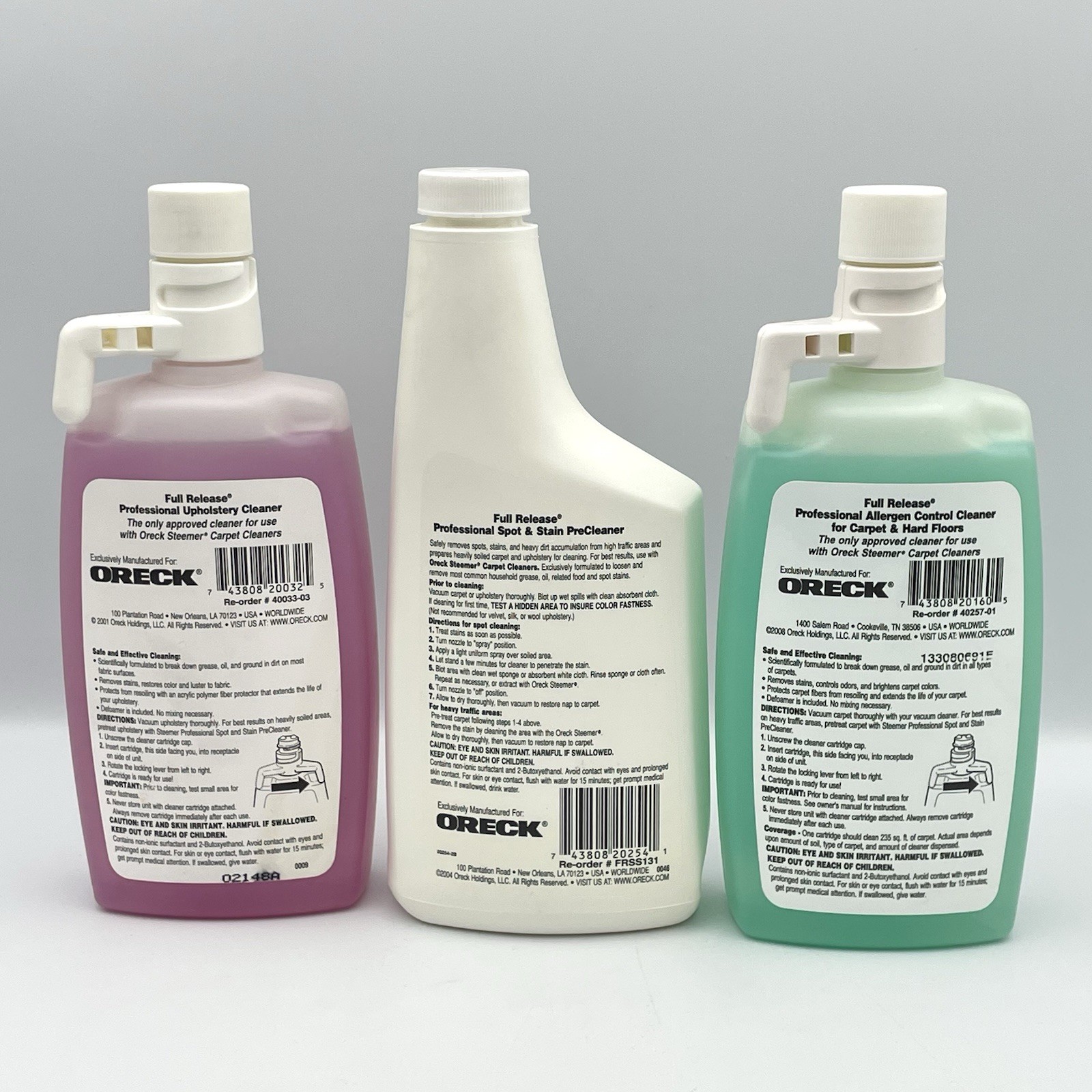 New Oreck Full Release Cleaner Cartridge Lot 3 Upholstery Spot Stain Allergen