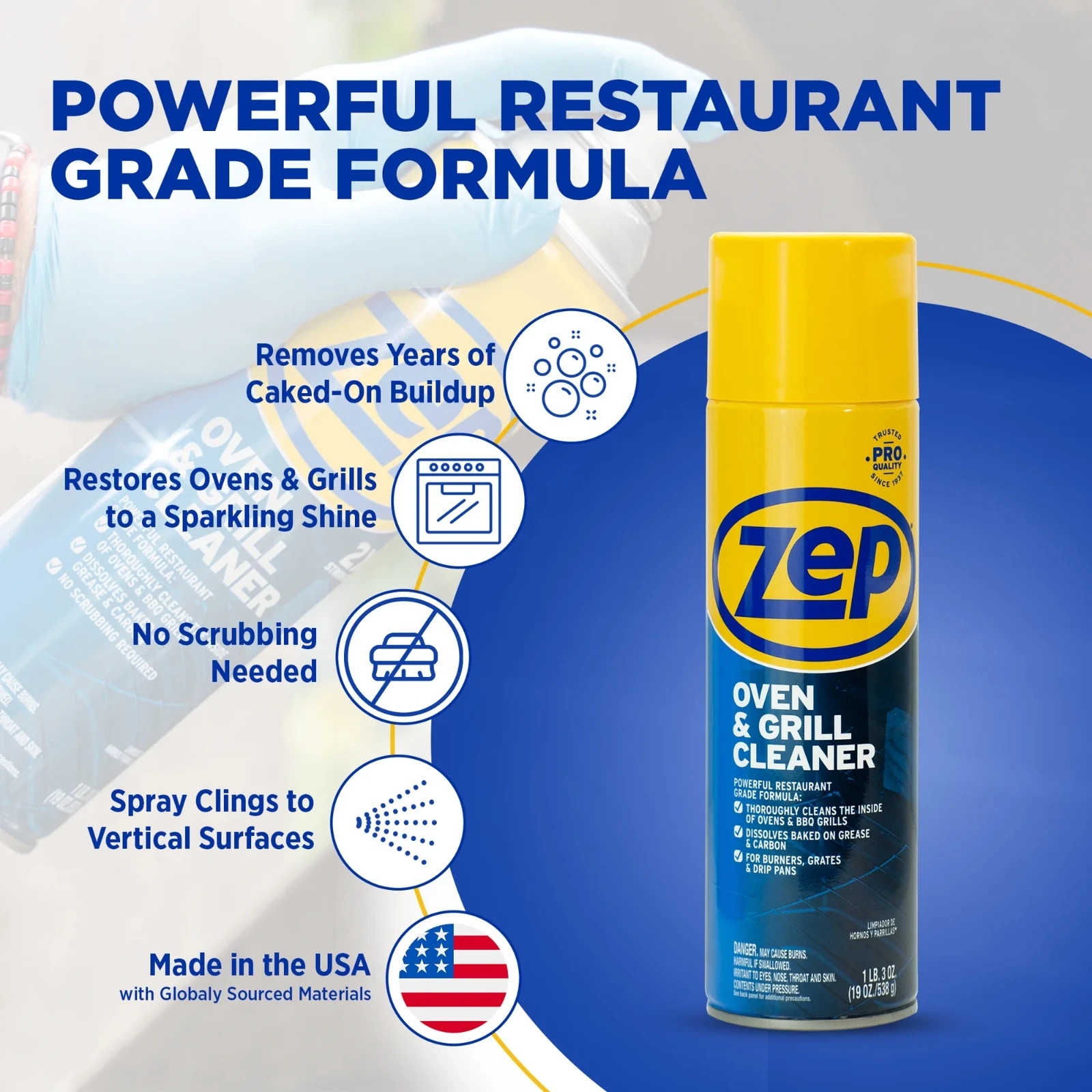 Zep Heavy-Duty Oven and Grill Cleaner – 19 oz, Dissolves Grease (Pack of 2)
