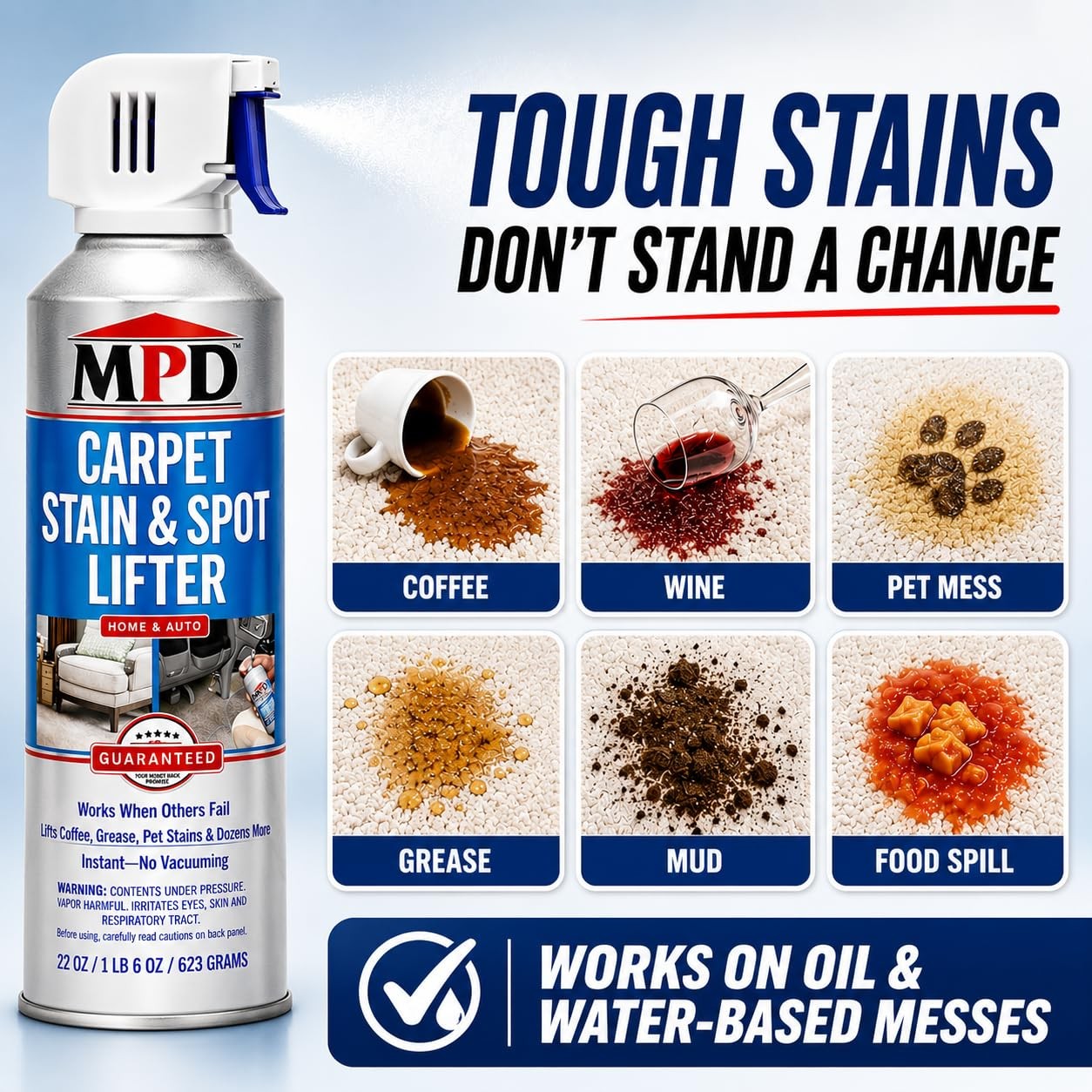 MPD PRO Professional Carpet & Upholstery Stain Remover – Fast-Acting Spot Cle…