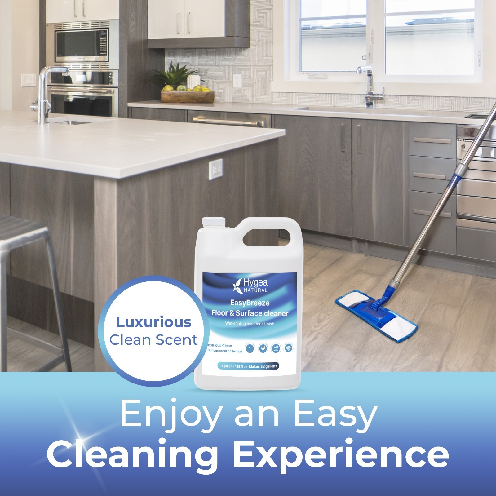 Hygea Natural Luxurious Linen Floor Cleaner, Non Toxic Cleaning Supplies