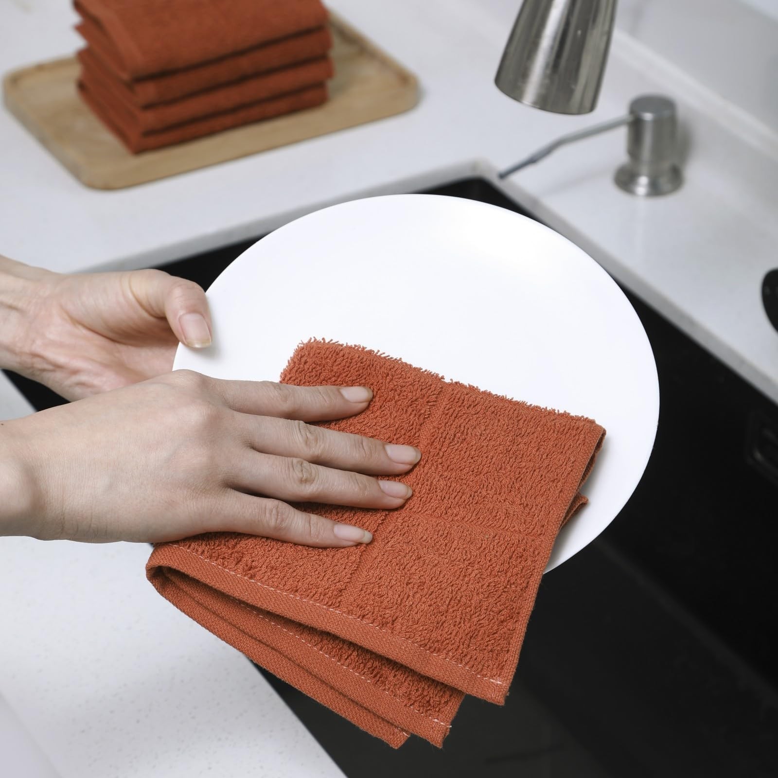 Glynniss Dishcloths Kitchen Highly Absorbent Dish Rags 11×11 inches, White
