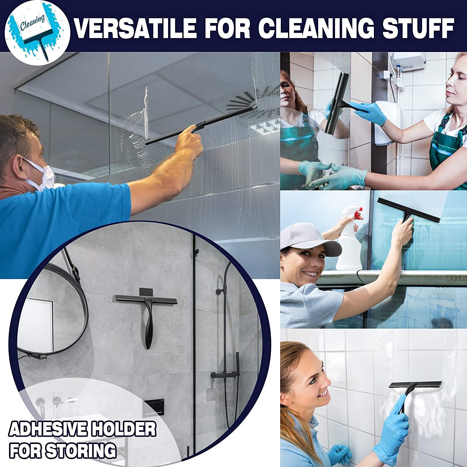 Shower Squeegee 10 Inch Stainless Steel Streak Free Cleaner