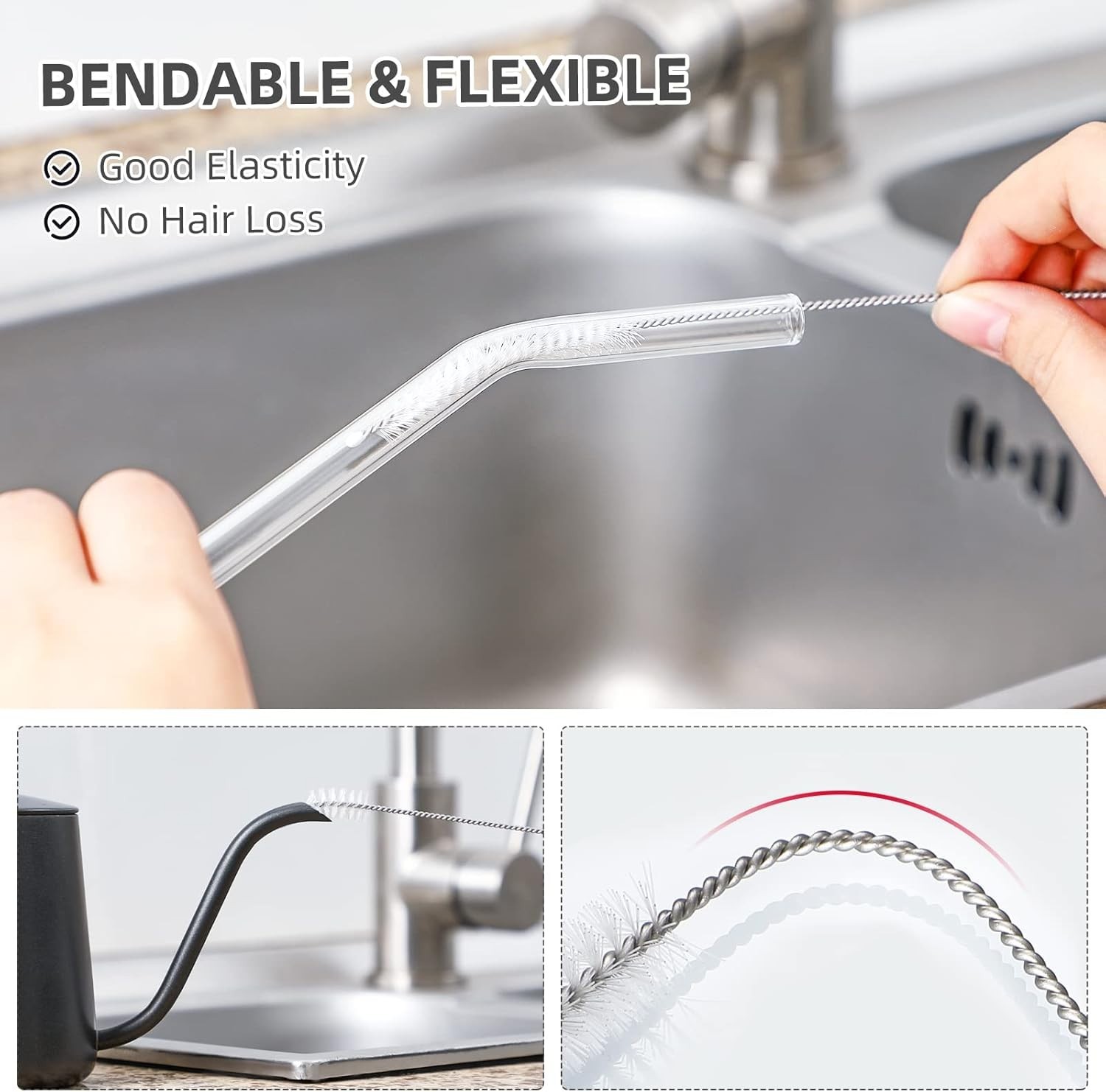 Flexible Dishwasher Safe Straw Cleaning Brushes – Perfect for Water Bottles