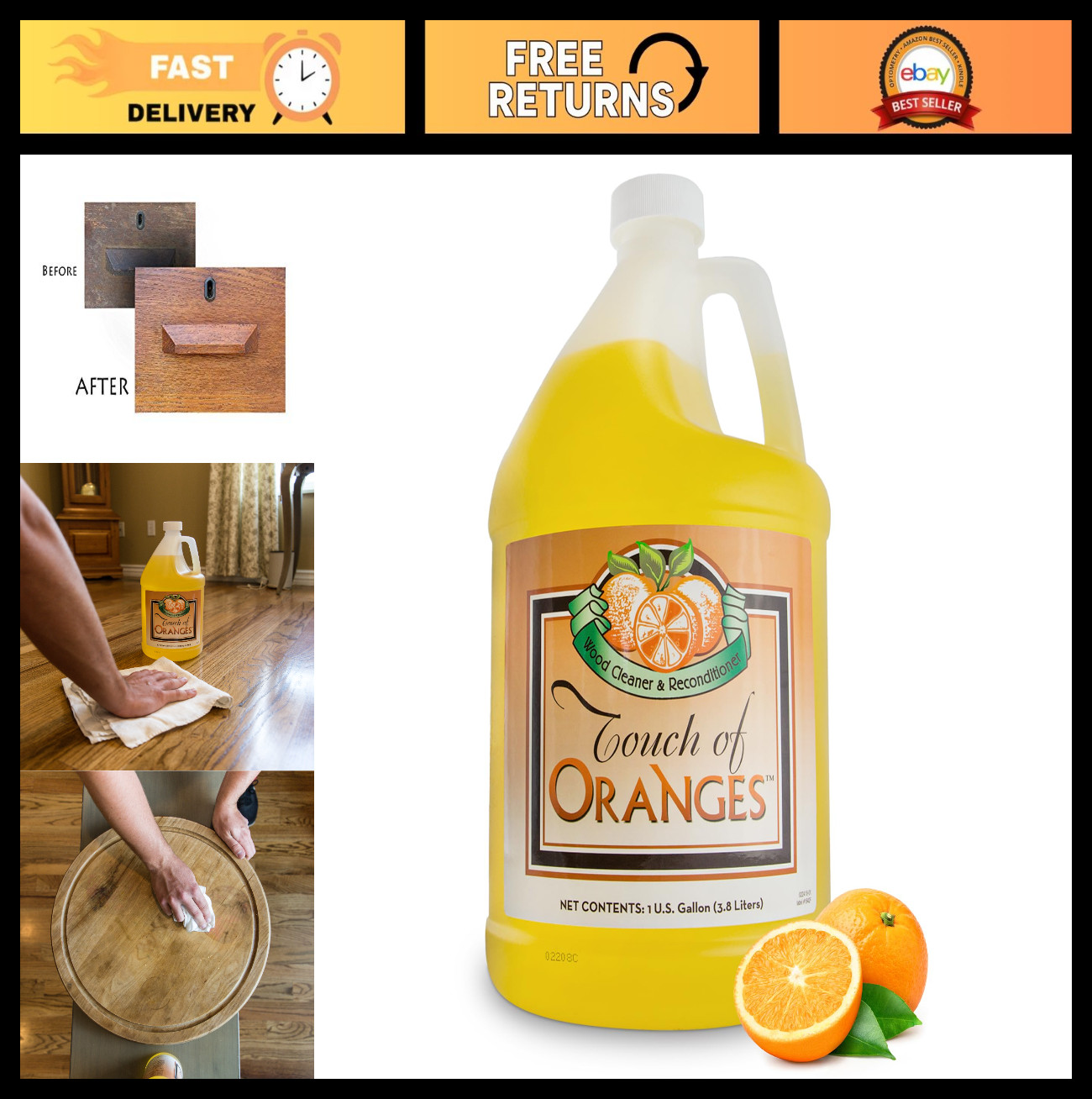 Wood Cleaner & Polish Spray – Real Orange Oil, Luster Finish, Restores Cabinets