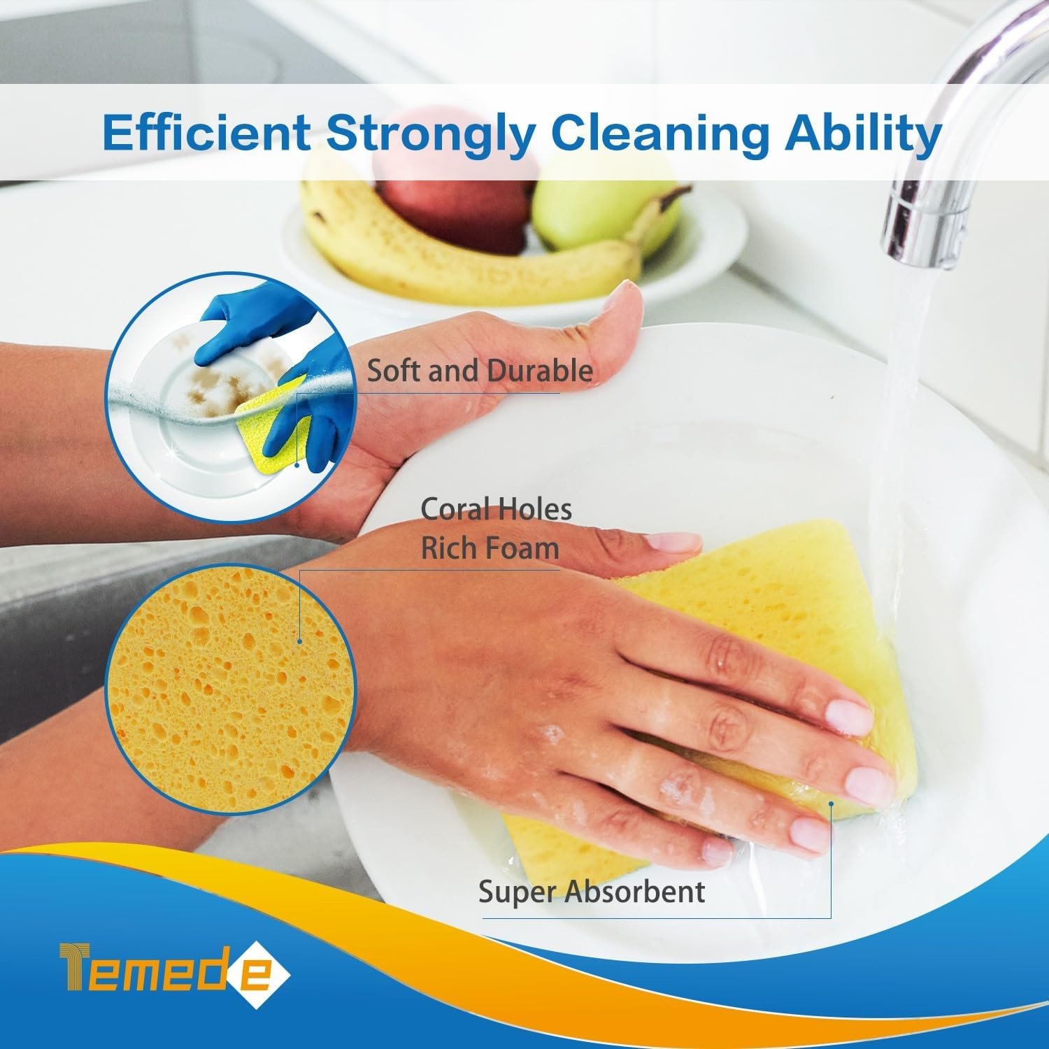 Large Cellulose Sponges, Kitchen Sponges for Dish, Thick Heavy Duty Scrub