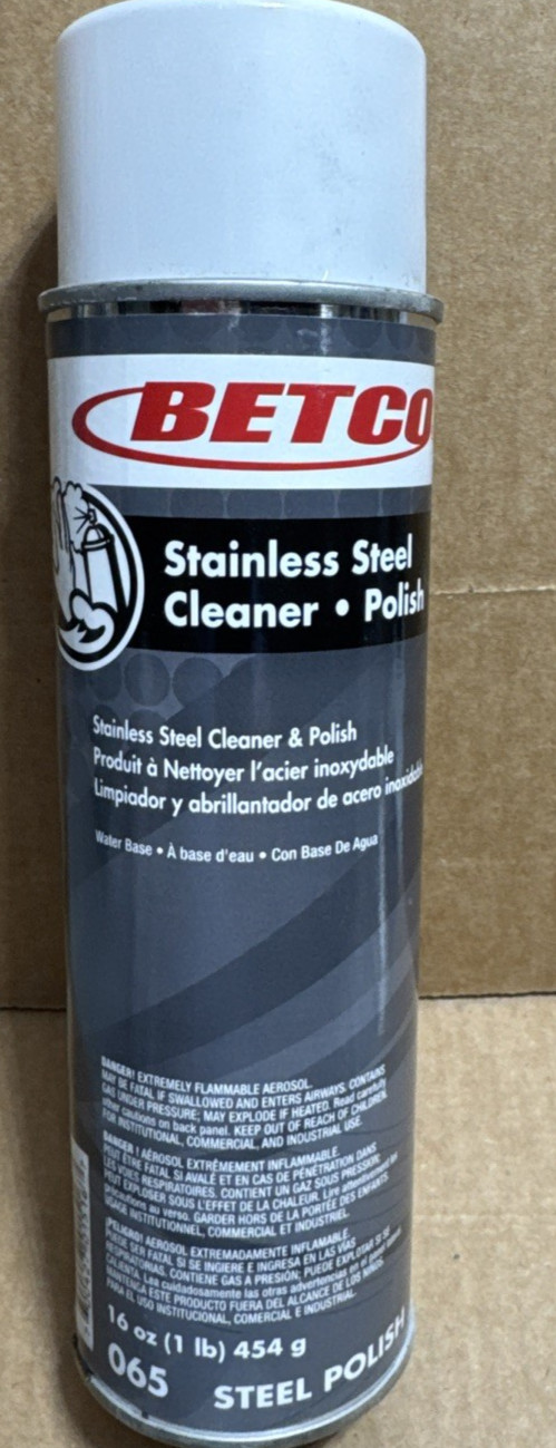 Betco Stainless Steel Cleaner & Polish, 16 Oz, Aerosol Can Protects