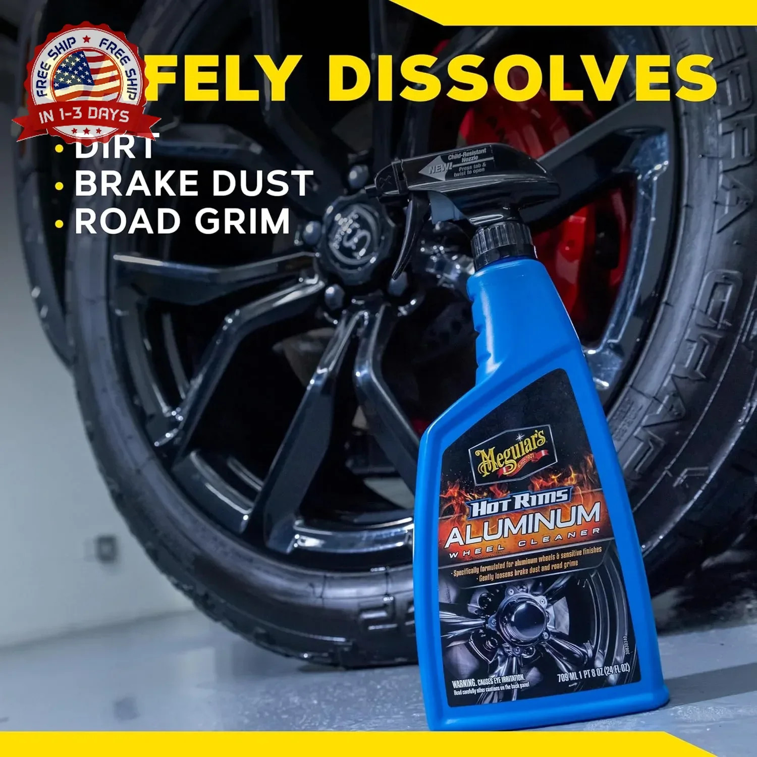 Meguiar’s Hot Rims Aluminum Wheel Cleaner, Deep Foaming Rim Cleaner Spray Formul