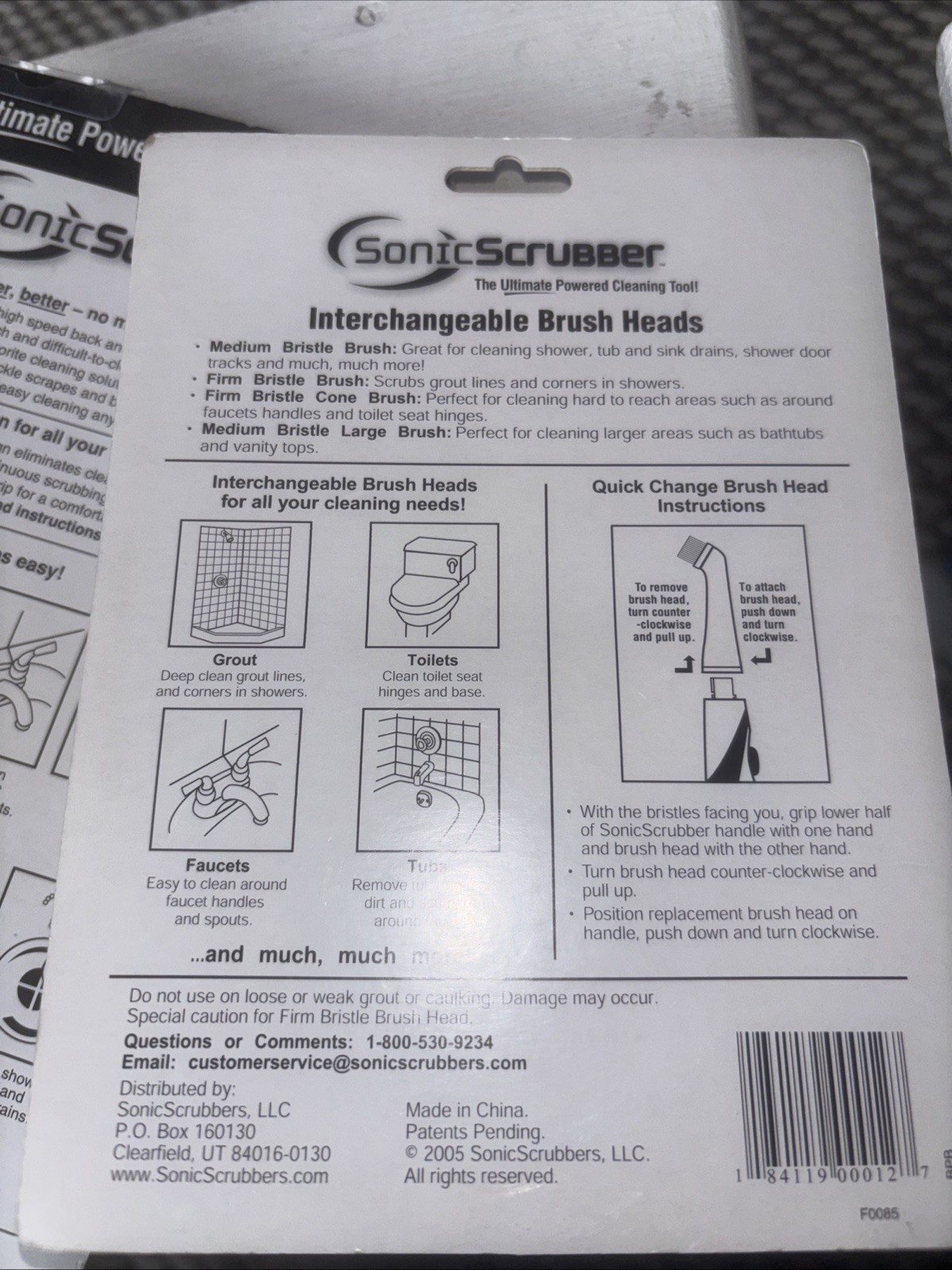 Sonic Scrubber Bathroom Tool Power Cleaner Plus + Interchangeable Brush Packs
