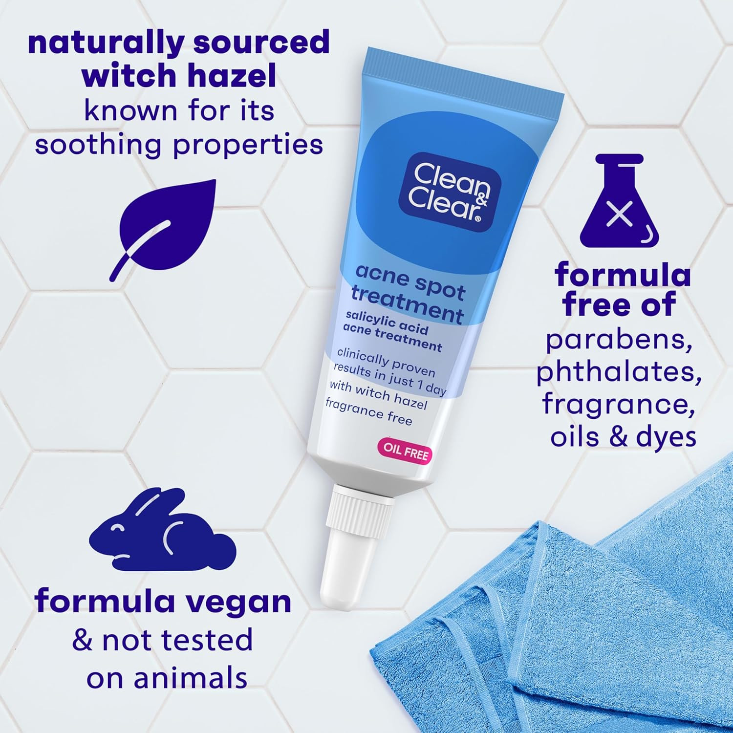 Clean & Clear Acne Spot Treatment Gel Cream with 2% Salicylic Acid, 0.75 Fl. Oz